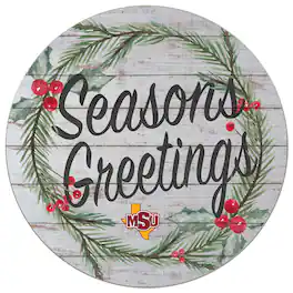 Jardine - Midwestern State Mustangs 20'' x 20'' Season's Greetings Circle - White