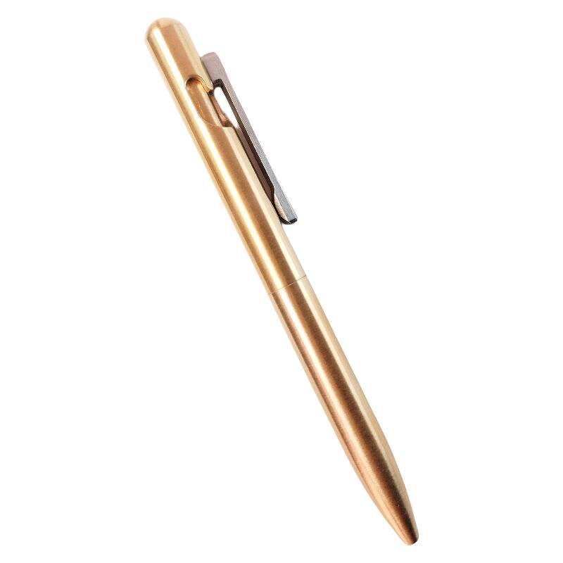 Back. Steel Horse Leather - The Axis | Brass Bolt Action Pen - Brass.