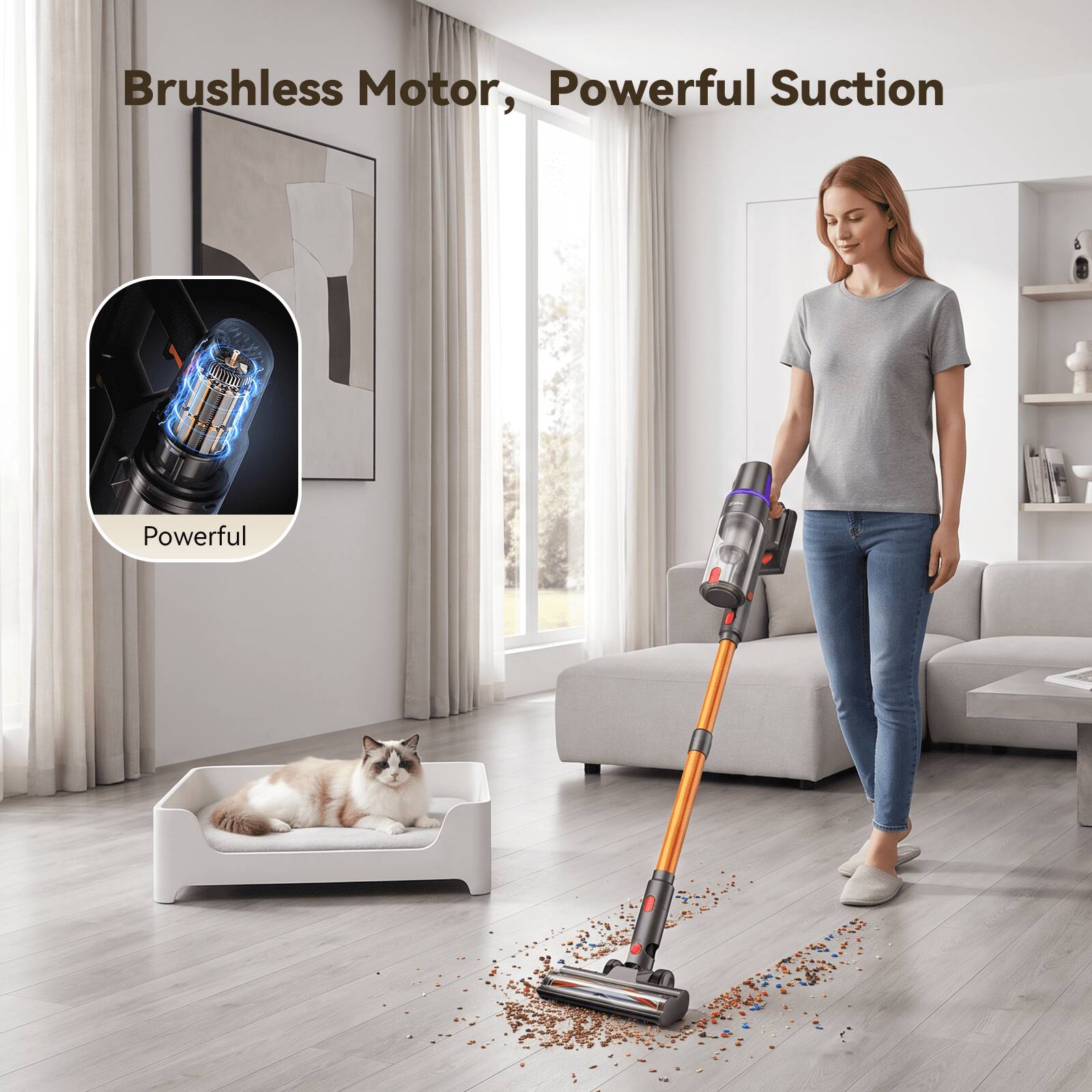 Brushless Motor, Powerful Suction