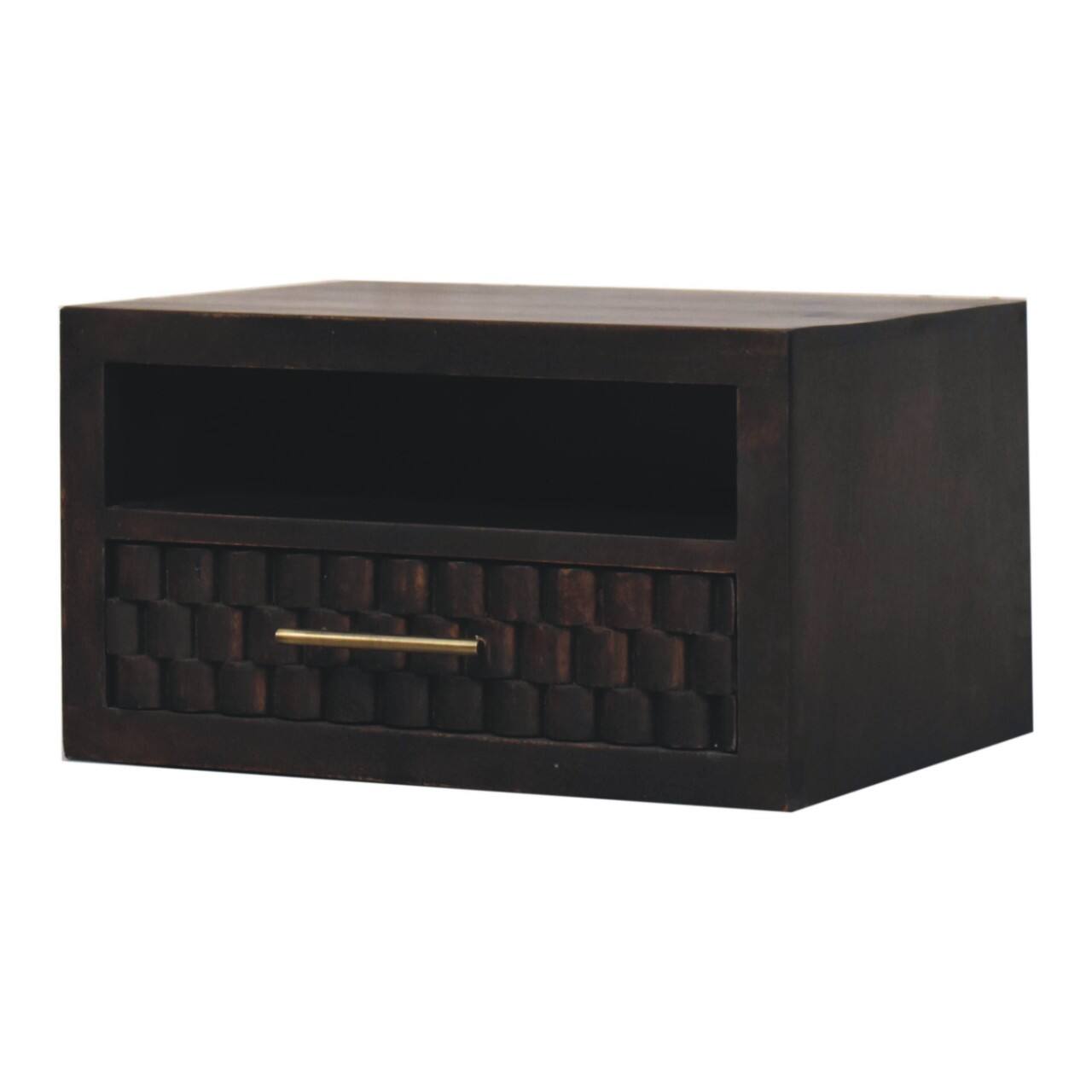 Left. Artisan Furniture - Artisan Furniture Solid Wood Arno Wall-Mounted Nightstand - Brown.