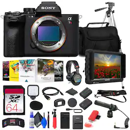 Sony - a7R V Mirrorless Camera + 4K Monitor + Headphones + Mic + 64GB Card + More