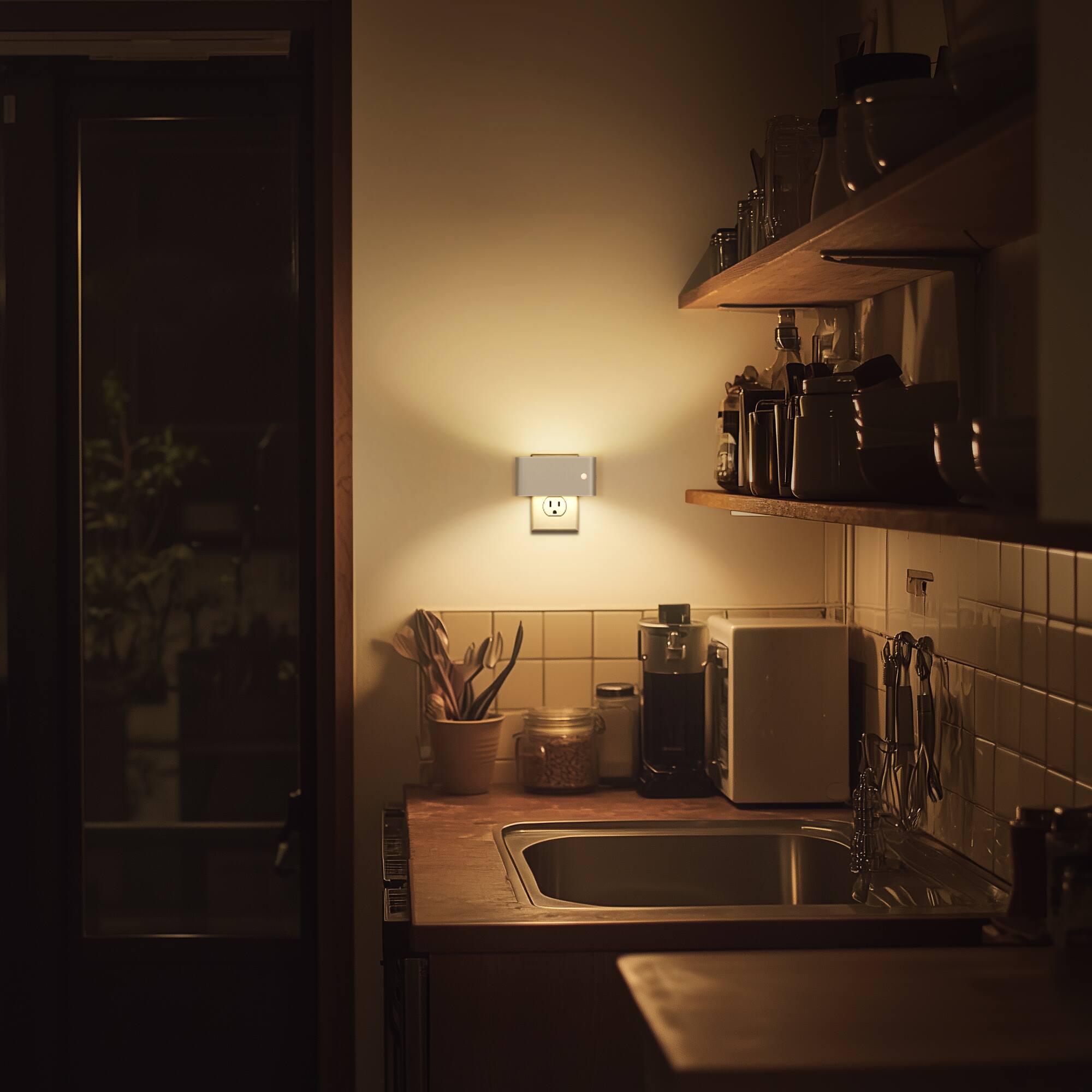 Alt View 2. Jandcase - JANDCASE 2-Pack 1W Plug-in Motion Sensor Night Light, 3000K Warm Glow, Up/Down Light, White Finish, ON/OFF/AUTO - White.