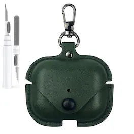 Dteck - Slim Faux Leather Earbuds Case for AirPods Pro 3rd Gen (2025) with Keychain,Business Dustproof Earphone Protective Cover - Green