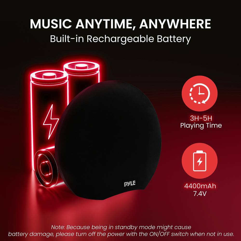 MUSIC ANYTIME, ANYWHERE  
Built-in Rechargeable Battery  

3H-5H Playing Time  

4400mAh 7.4V  

Note: Because being in standby mode might cause battery damage, please turn off the power with the ON/OFF switch when not in use.