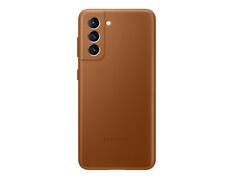 Front. Samsung - Samsung Leather Back Cover for Galaxy S21 / S21 5G I Color: Brown - Brown.