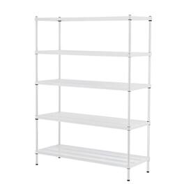 Design Ideas - MeshWorks 5 Tier Shelving Unit Rack, Metal Storage Shelves - White