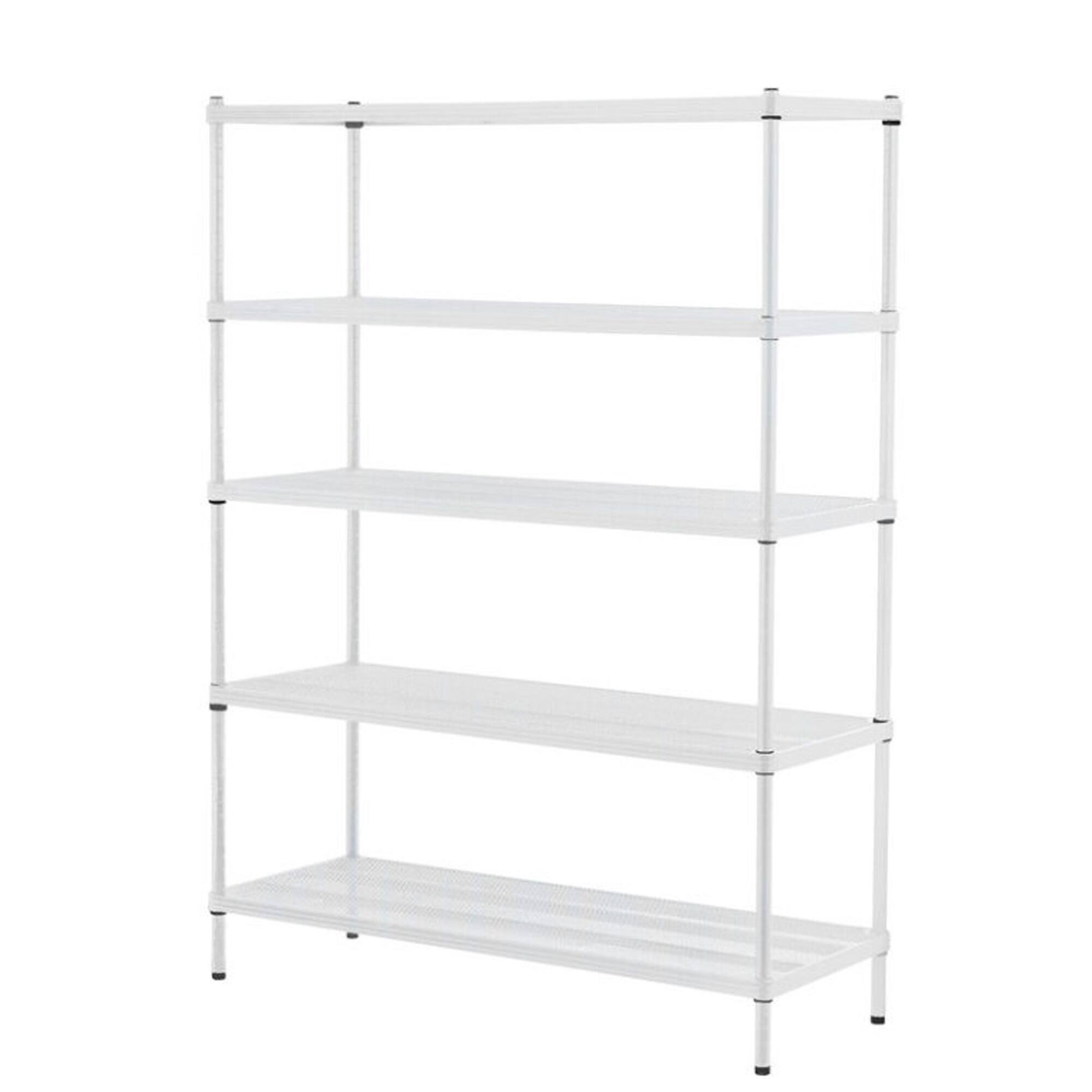 Front. Design Ideas - Design Ideas MeshWorks 5 Tier Shelving Unit Rack, Metal Storage Shelves, White - White.