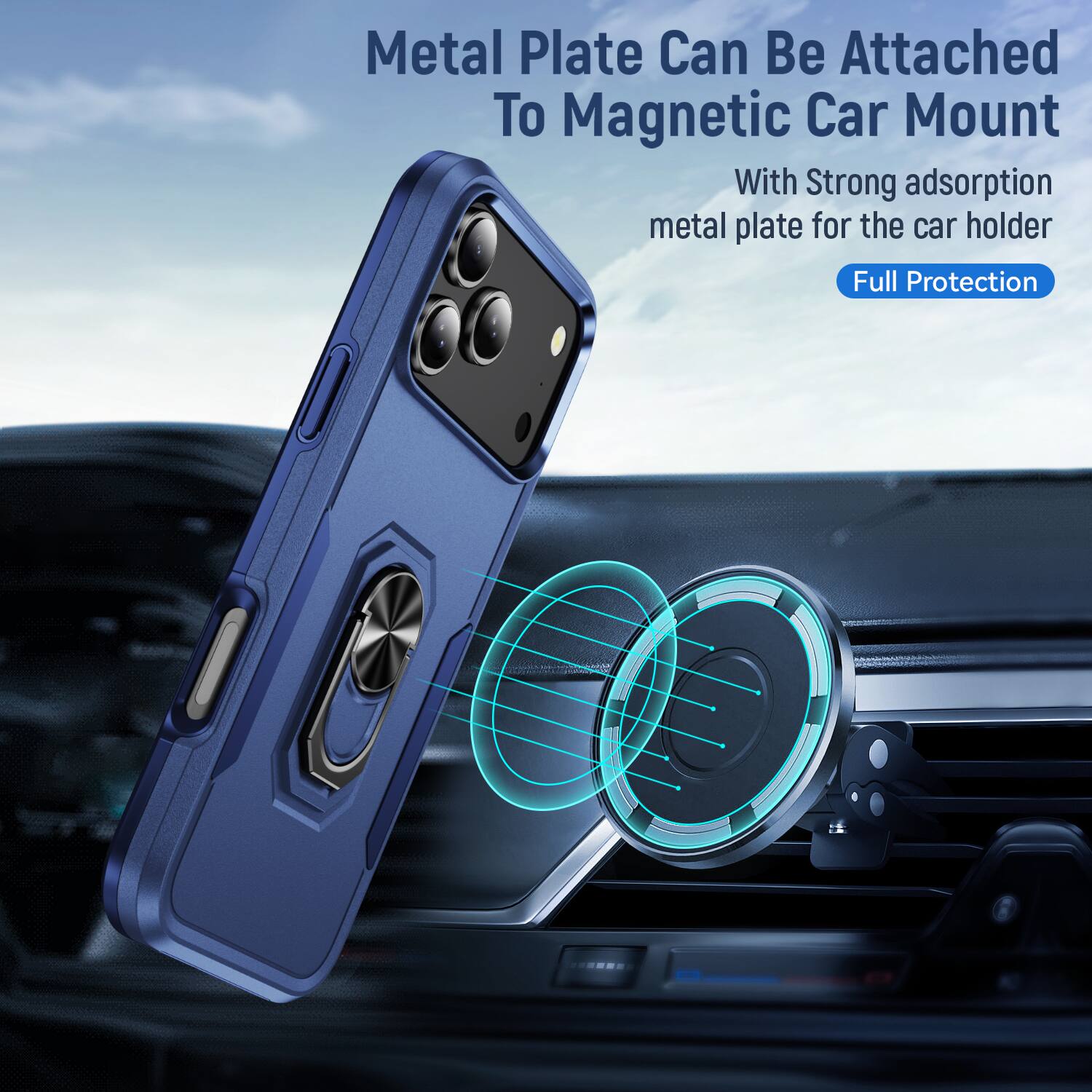 Metal Plate Can Be Attached To Magnetic Car Mount

With Strong adsorption metal plate for the car holder

Full Protection