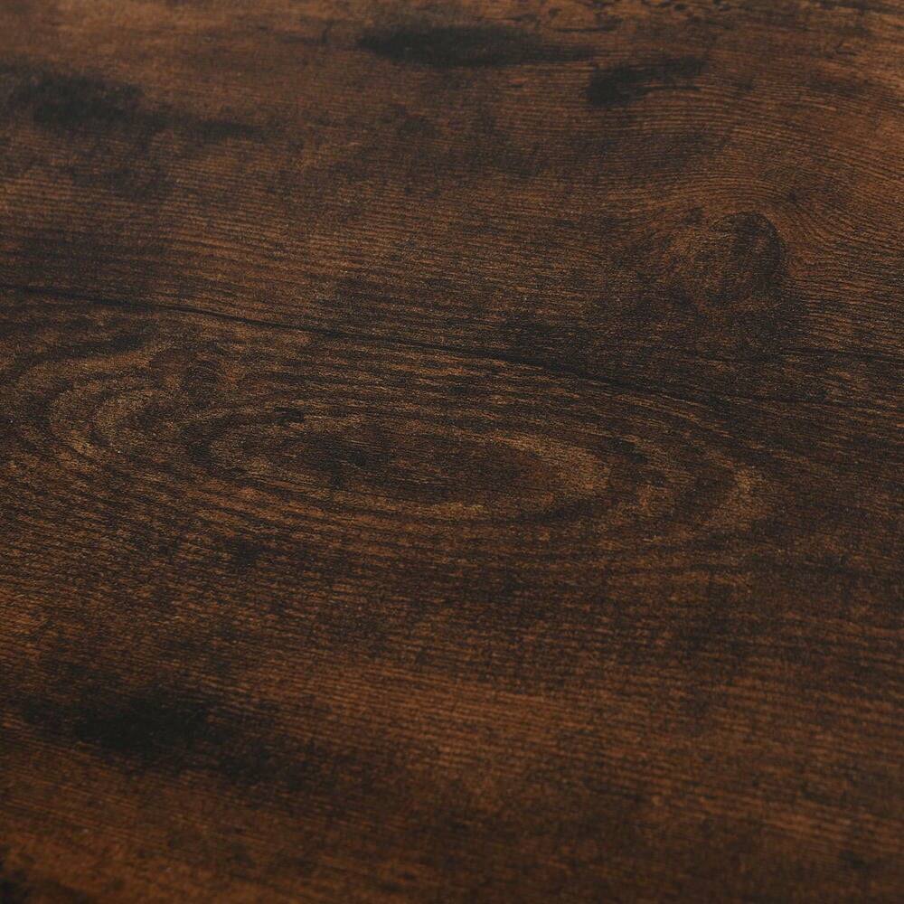 Left. Kadyn - 39.25"W x 12.5"D x 36.25"H 3-Tier Console Table Industrial Style Storage Metal Wooden Shelf, Adjustable Feet - Brown.