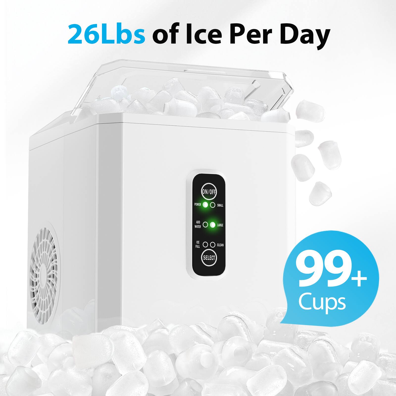 26Lbs of Ice Per Day

99+ Cups