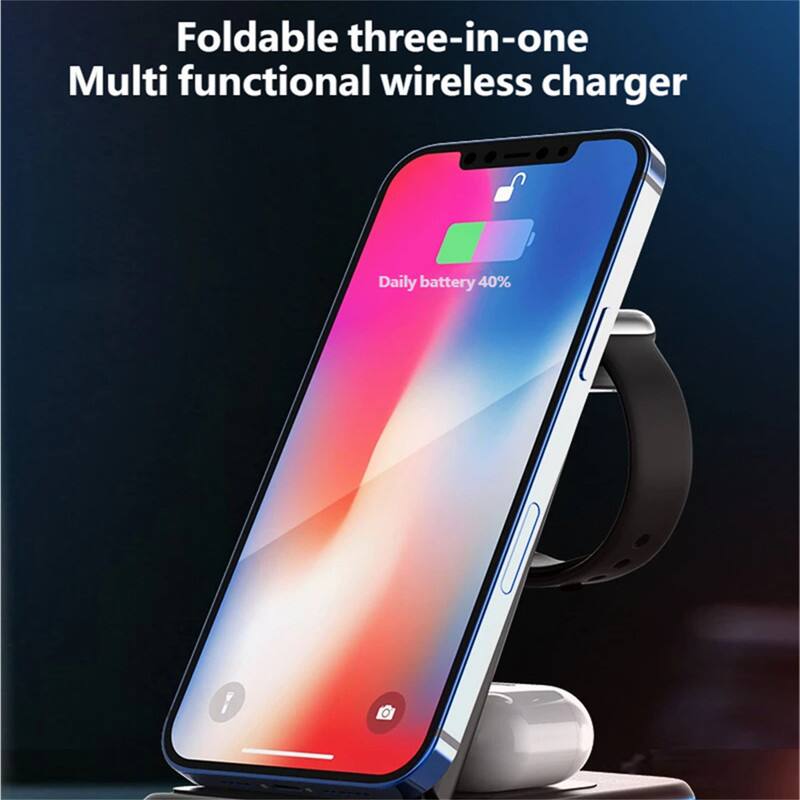 Foldable three-in-one  
Multi functional wireless charger  

Daily battery 40%
