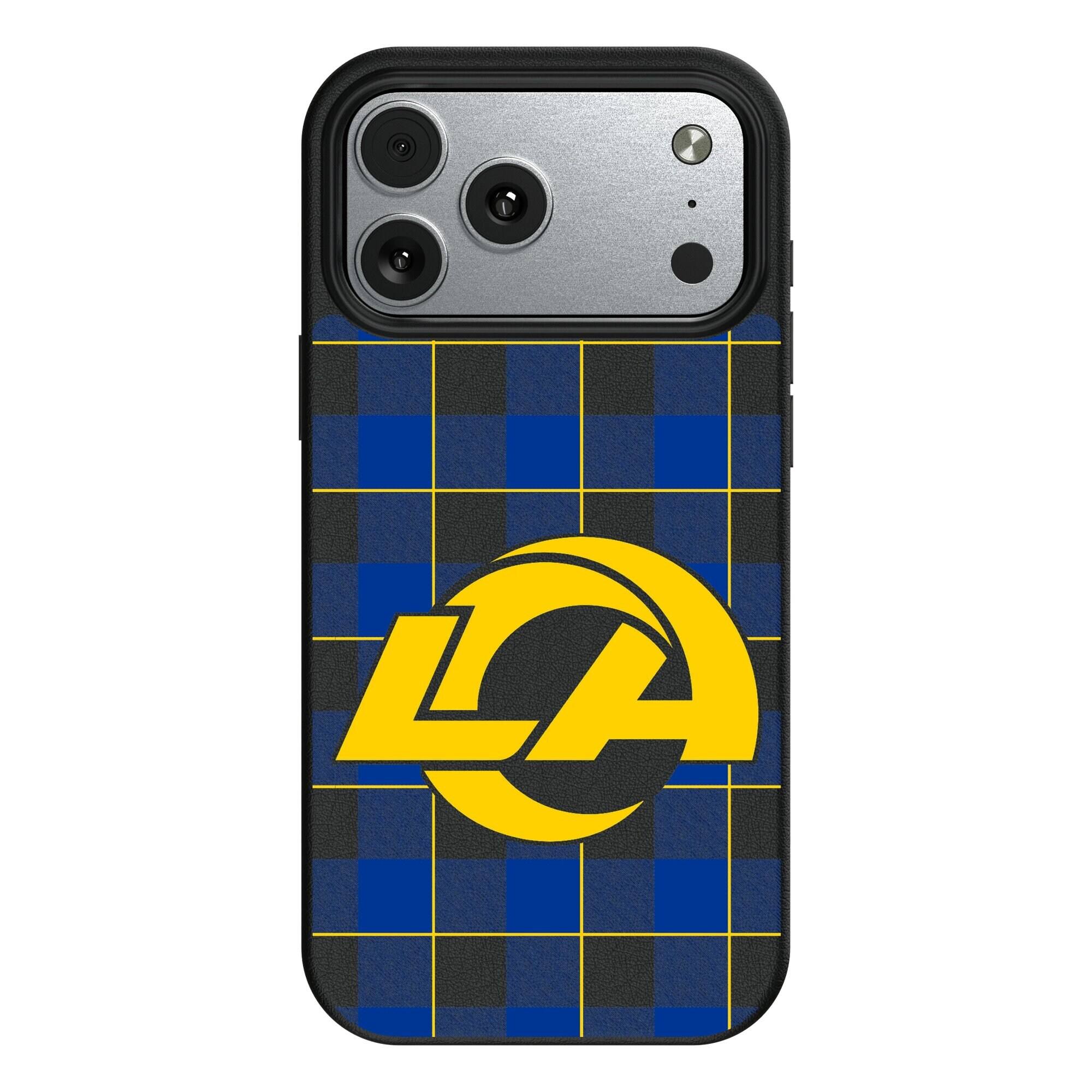 Front. Keyscaper - Los Angeles Rams Plaid Magnetic Bump iPhone Case - 16 - Black.