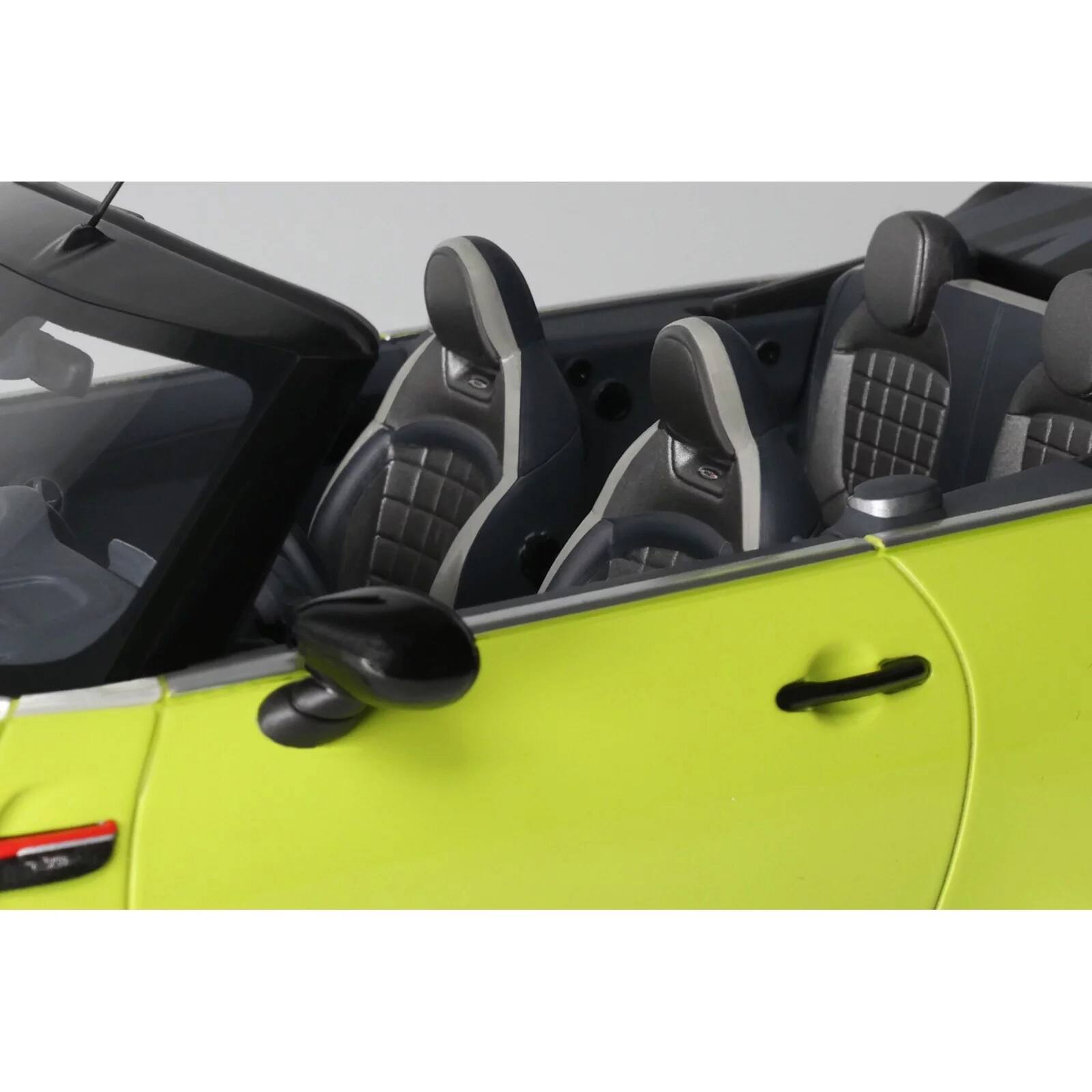 Alt View 2. Otto Mobile - 2021 Mini JCW Cabrio Zesty Yellow with Black Stripes 1/18 Model Car by Otto Mobile.
