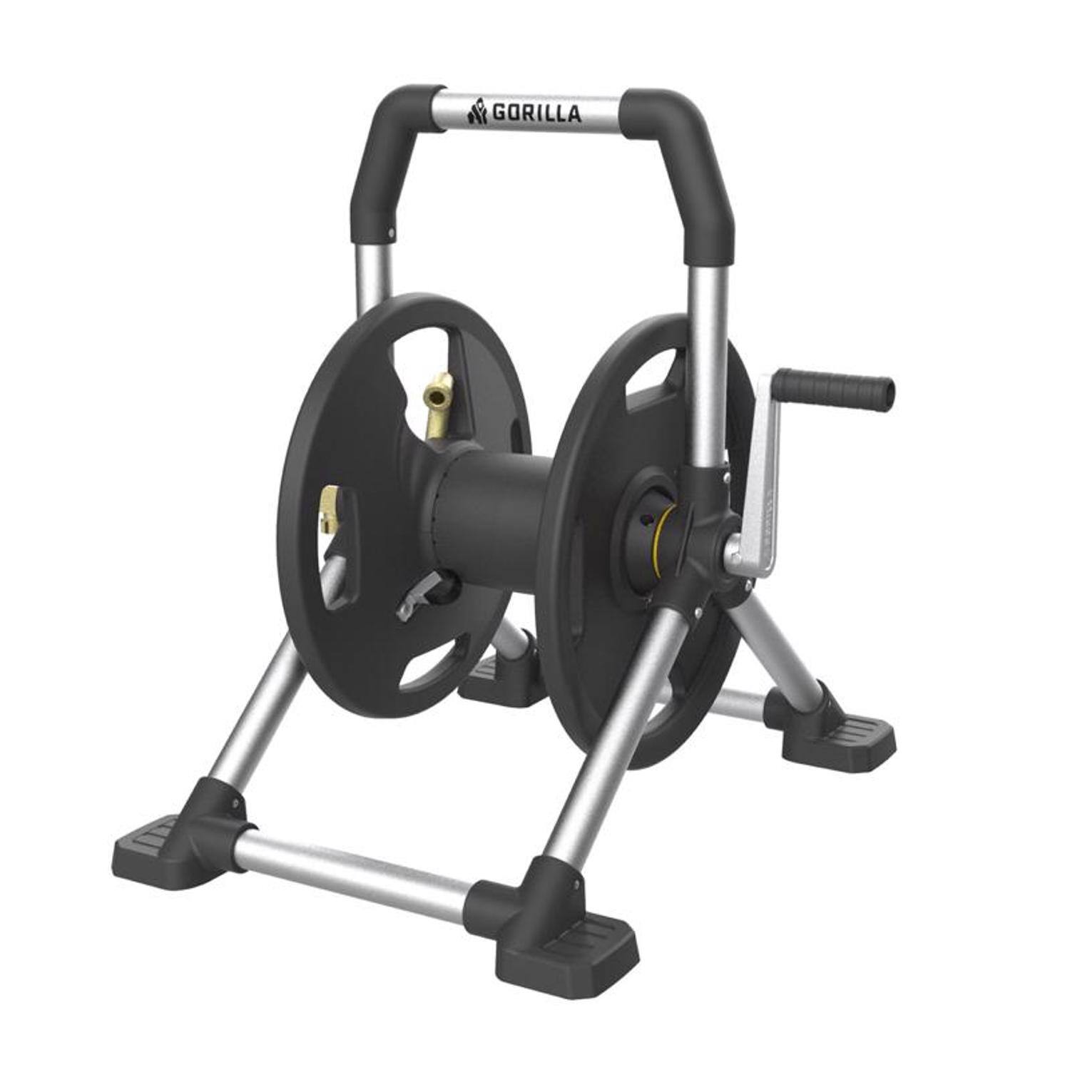 Front. Gorilla - Gorilla 150 ft. Black/Gray Retractable Free Standing Hose Reel Cart.