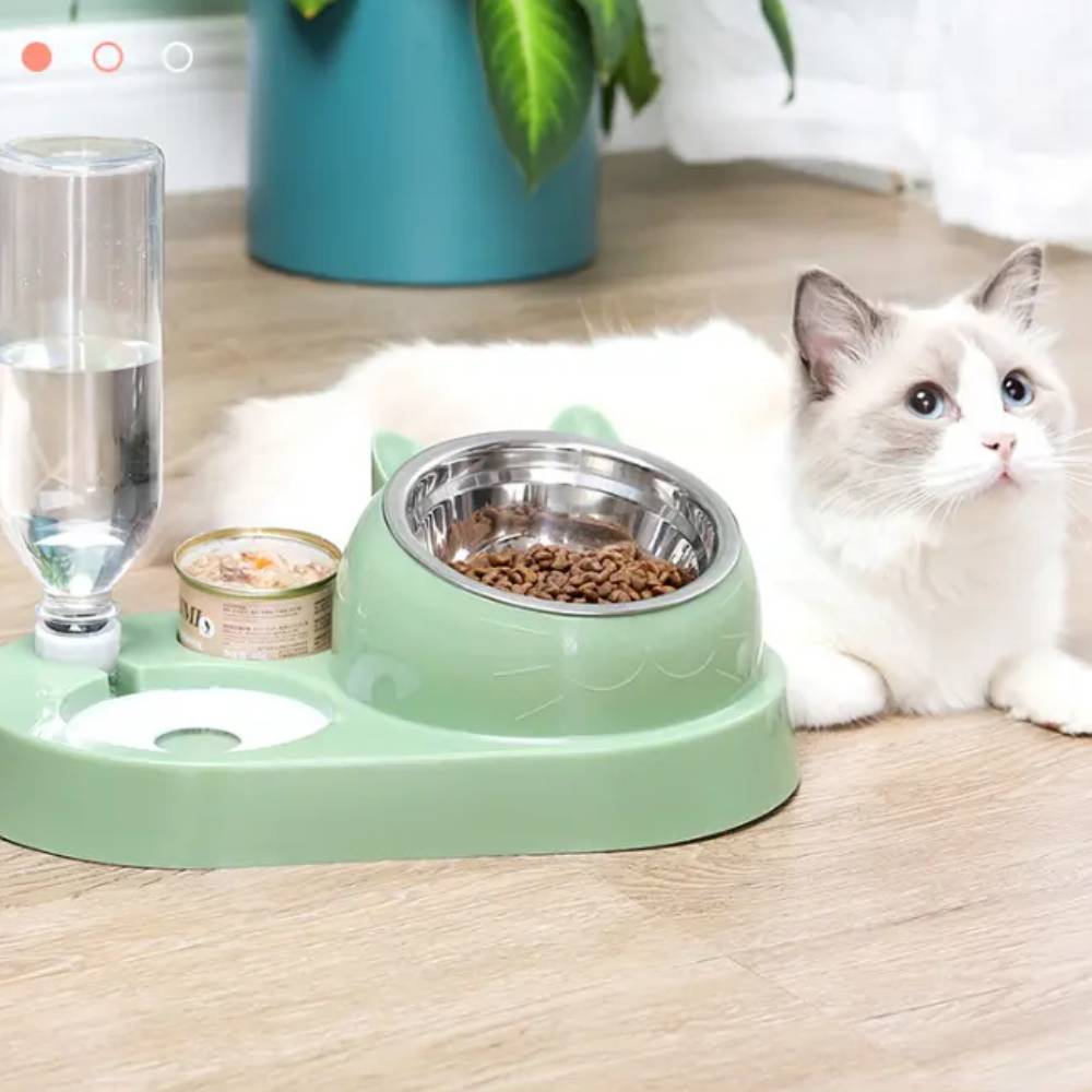 Alt View 1. Ficcuss Pets - No-Spill Bottle Dispenser Pet Feeding Bowl - Green.