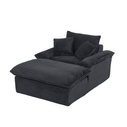 Front. Z-Edge - 52" cushioned compression sofa with unique footrest design, for living room, bedroom, apartment, office, -Dark gray - dark gray.