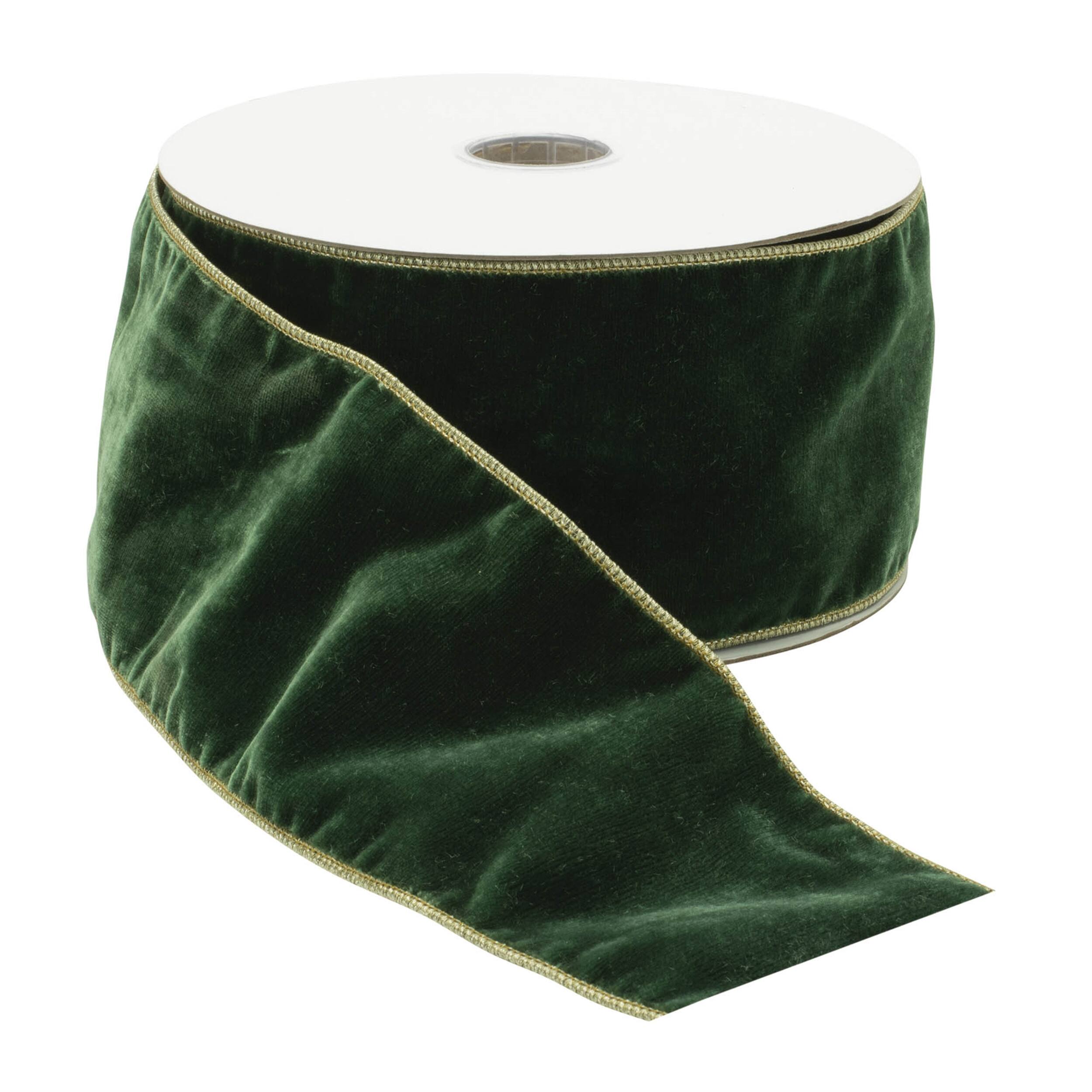 Angle. BreeBe - Green Wired Ribbon 4" x 10 Yds. - Green, Gold.