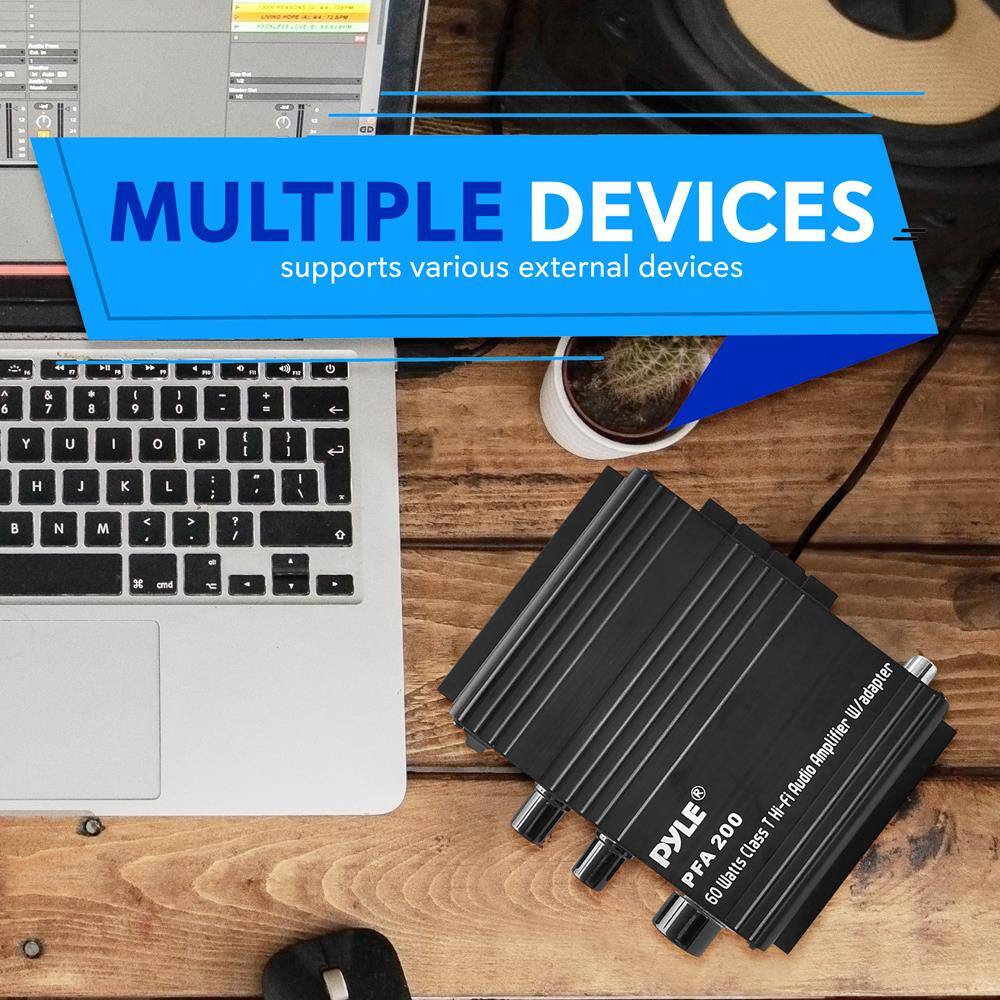 - CD MULTIPLE DEVICES supports various external devices

- PYLE PFA 200 Watts Class 60 Hi-Fi Audio Amplifier Adapter