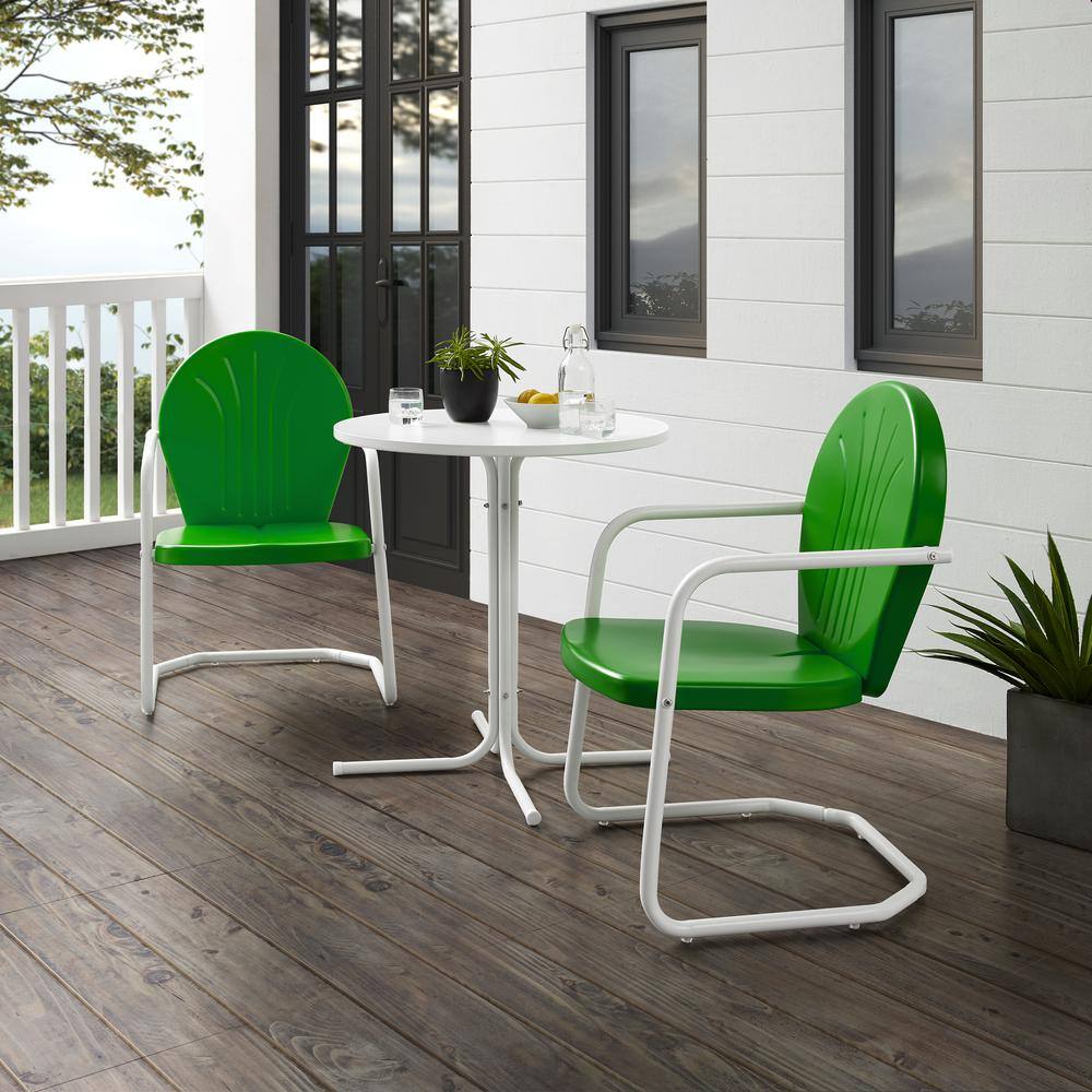Alt View 10. Crosley Furniture - Griffith 3Pc Retro Outdoor Bistro Set - Bistro Table & 2 Chairs - Kelly Green Gloss.