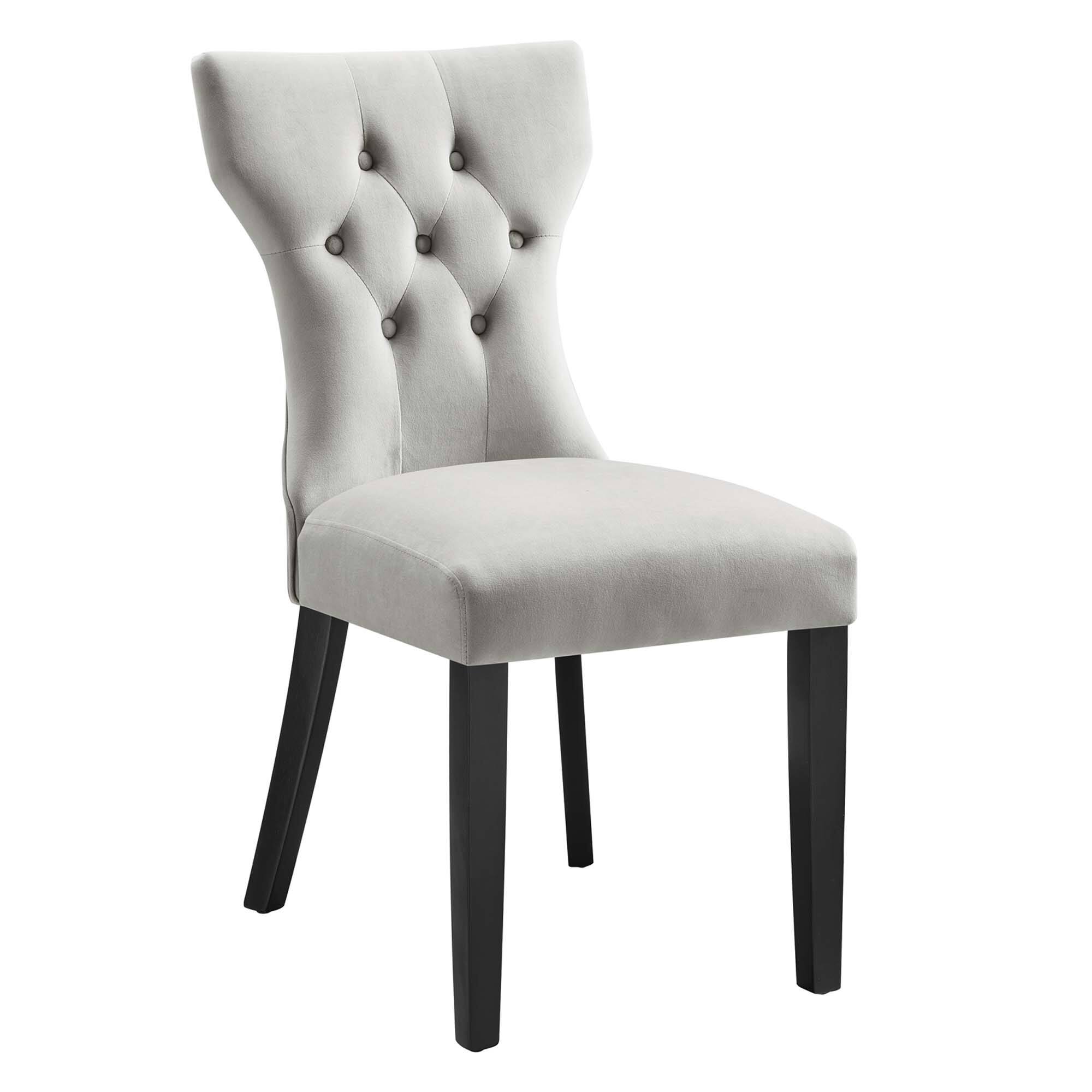 Alt View 1. Modway - Silhouette Performance Velvet Dining Chairs Set of 2 by Modway - Light Gray.