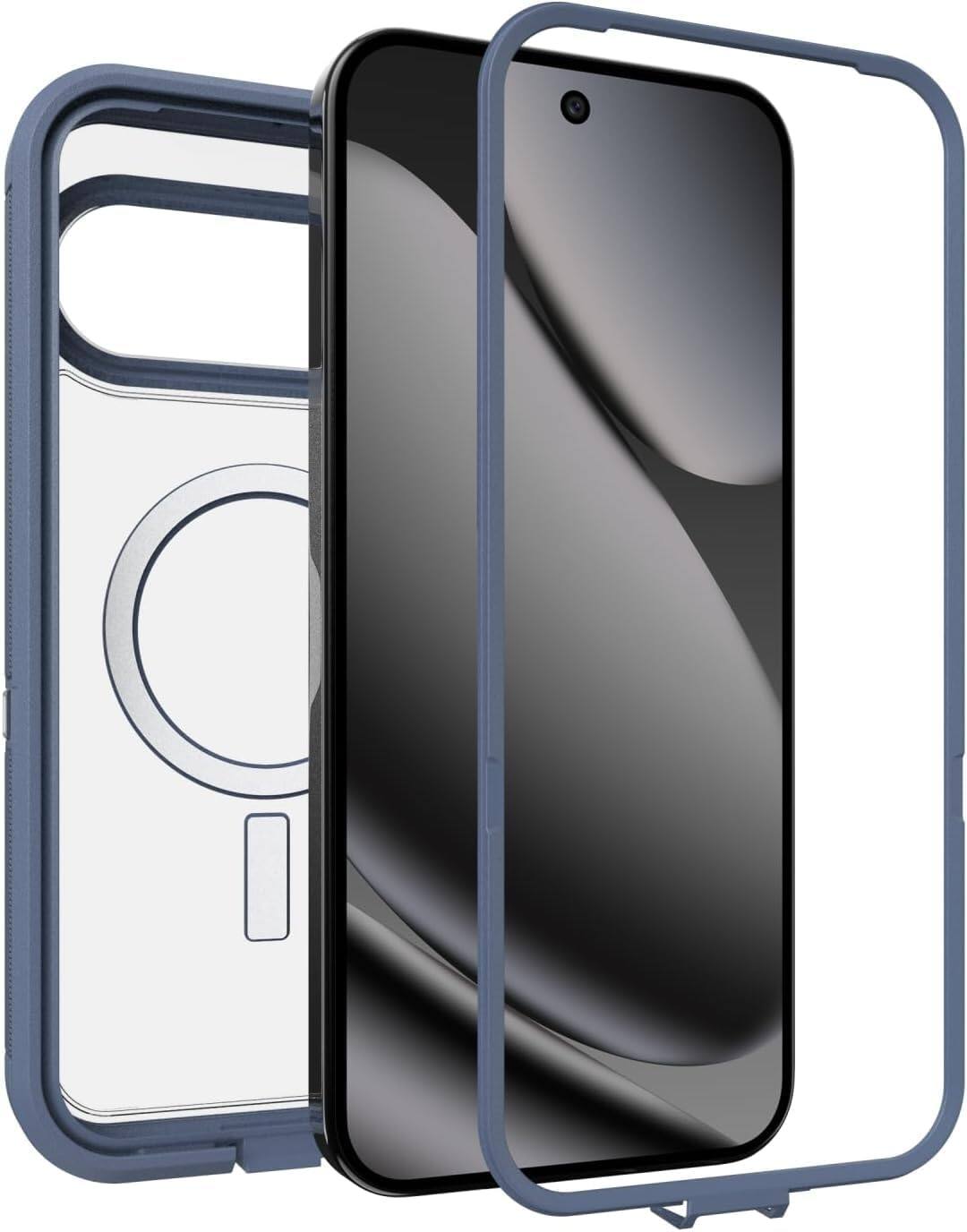 Alt View 1. OtterBox - OtterBox - Defender Series Pro XT Hard Shell with Magnets for Pixel 10 Pro XL - Baby Blue Jeans (Blue).