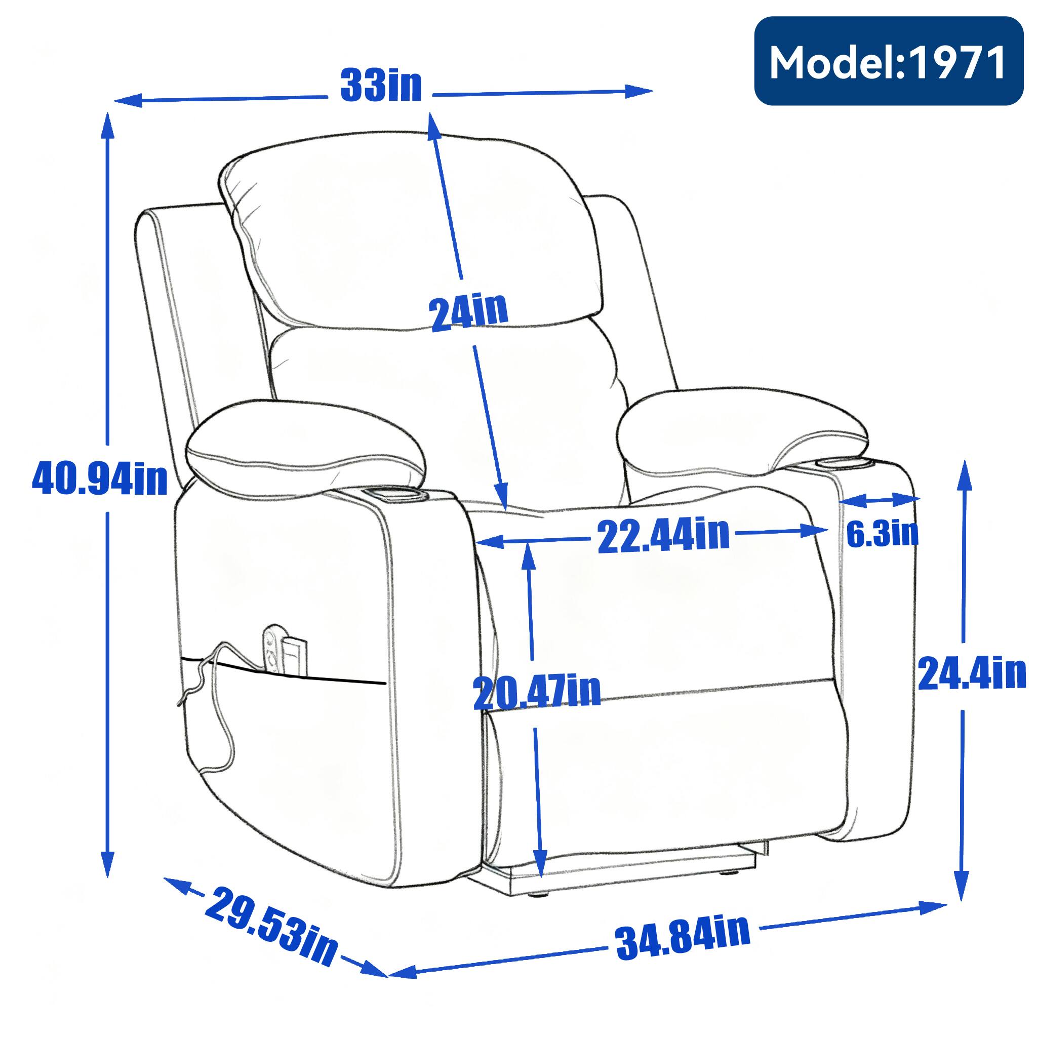 Model: 1971  
33in  
24in  
40.94in  
22.44in  
6.3in  
20.47in  
24.4in  
29.53in  
34.84in
