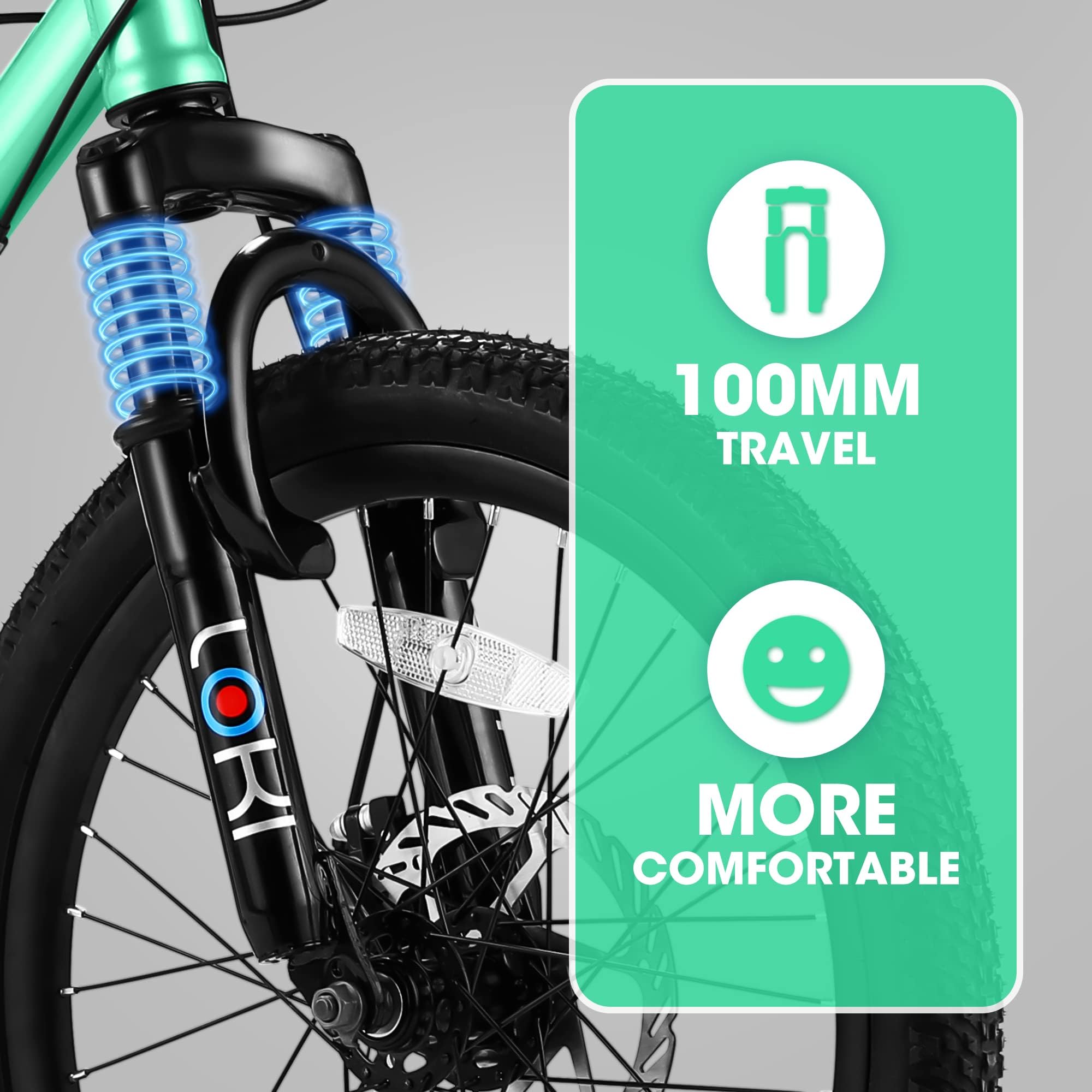 100MM TRAVEL  
MORE COMFORTABLE