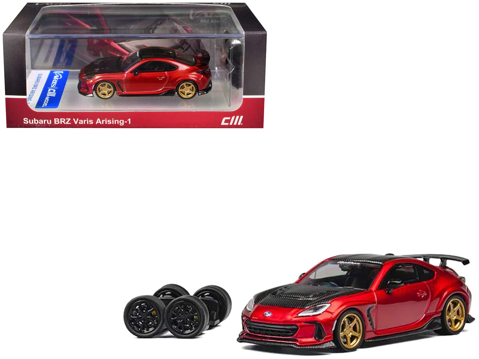 CM Models - Subaru BRZ Varis Arising-1 RHD Red Metallic with Carbon Hood and Top and Extra Wheels 1/64 Diecast Model Car by CM Model price history on PriceWatchPro