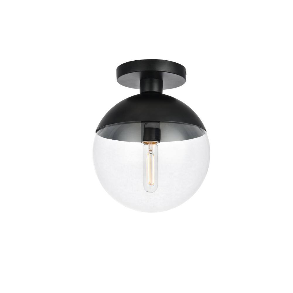 Alt View 2. Living District - Eclipse 1 Light Black Flush Mount With Clear Glass - Black And Clear.