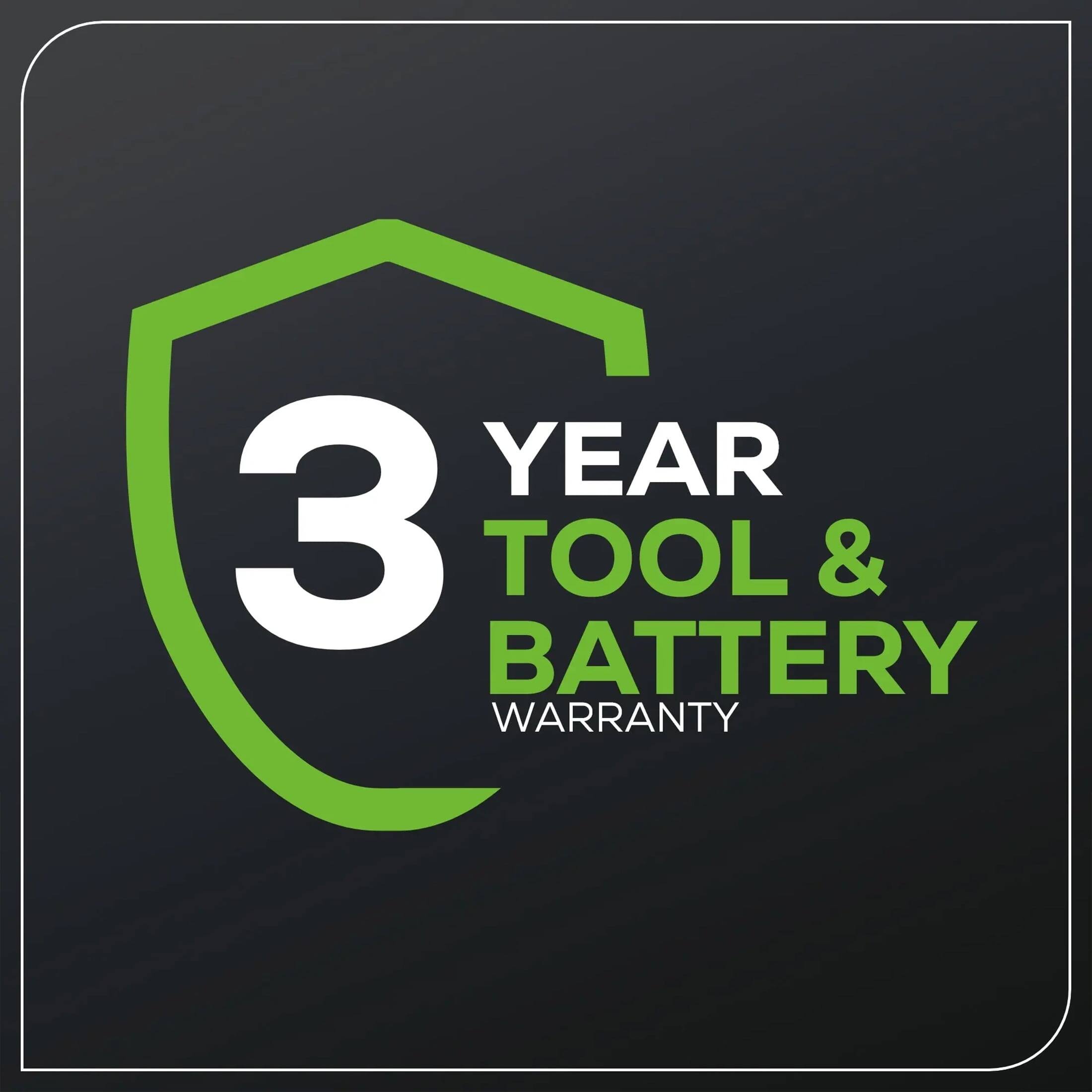 3 YEAR TOOL & BATTERY WARRANTY