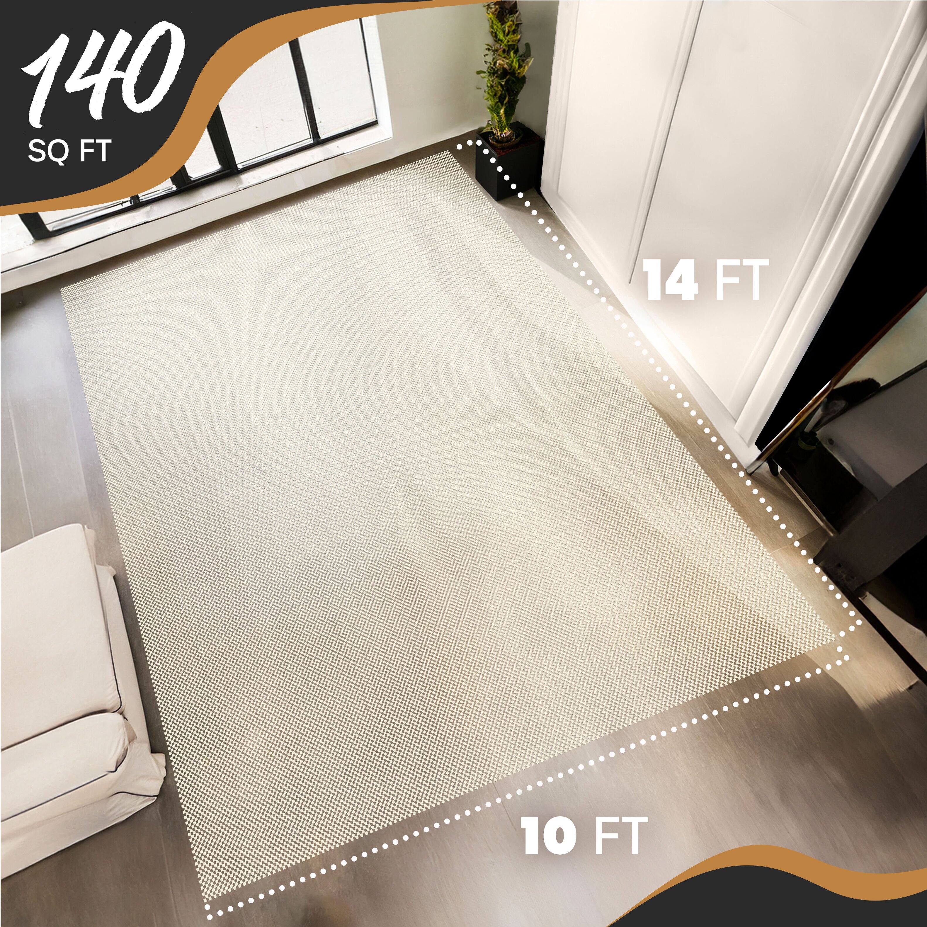 Back. Nevlers - 10 ft x 14 ft White Non Slip Rug Gripper Pad for Hard Surface Flooring - White.