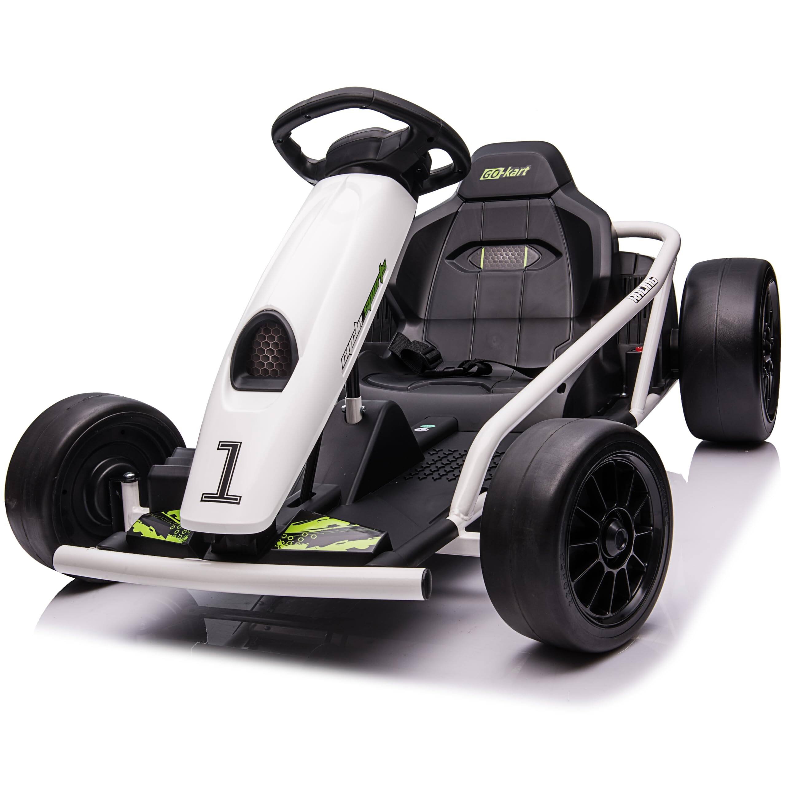 Alt View 5. GARVEE - 24V Outdoor Go-Kart for Kids – High-Power Electric Ride-On - White.