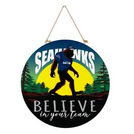 Evergreen Enterprises - Seattle Seahawks 18" Bigfoot "Believe in Yourself" Team Logo Wood Round Door Sign - Multicolor