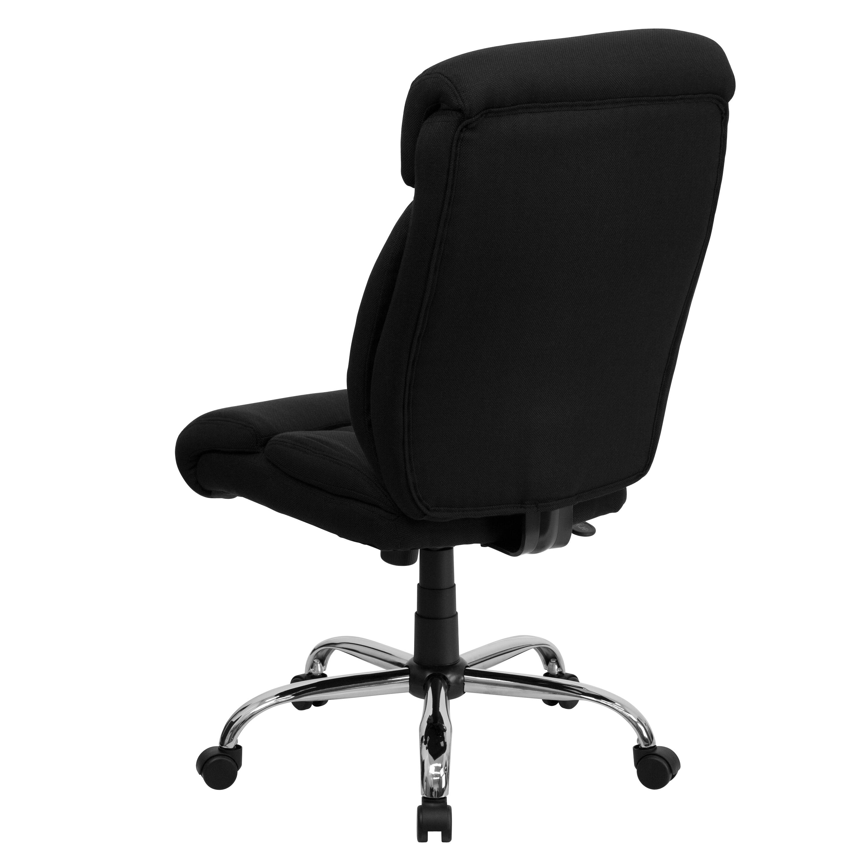 Alt View 3. Emma + Oliver - 400 lb. Big & Tall High Back Full Headrest Ergonomic Office Chair w/ Chrome Base - Black Fabric.