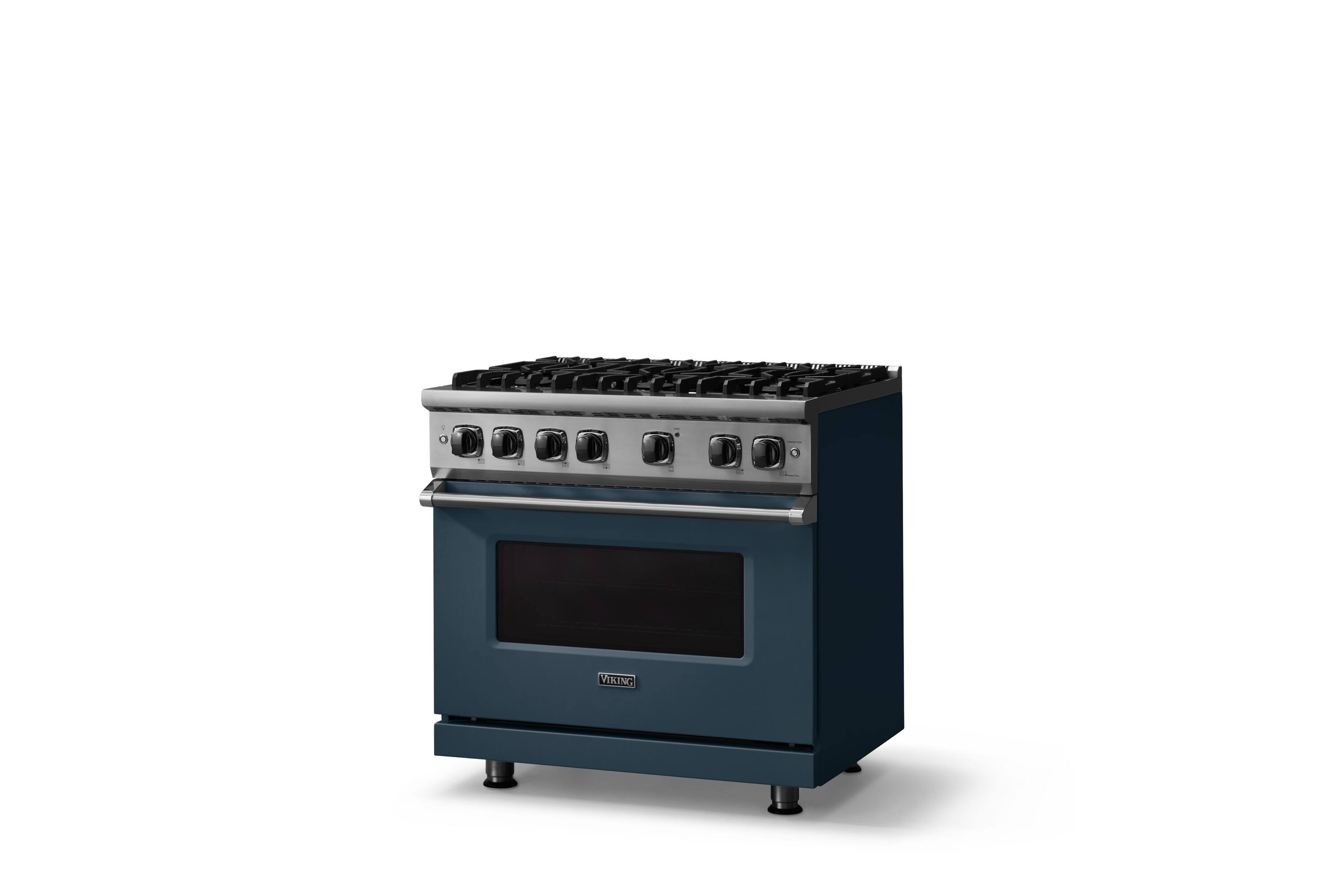 Angle. Viking - 36"W./24"D. 5.1 Cu. Ft.  Gas Sealed Burner Range-6 Burners-Squall-LP - Squall.