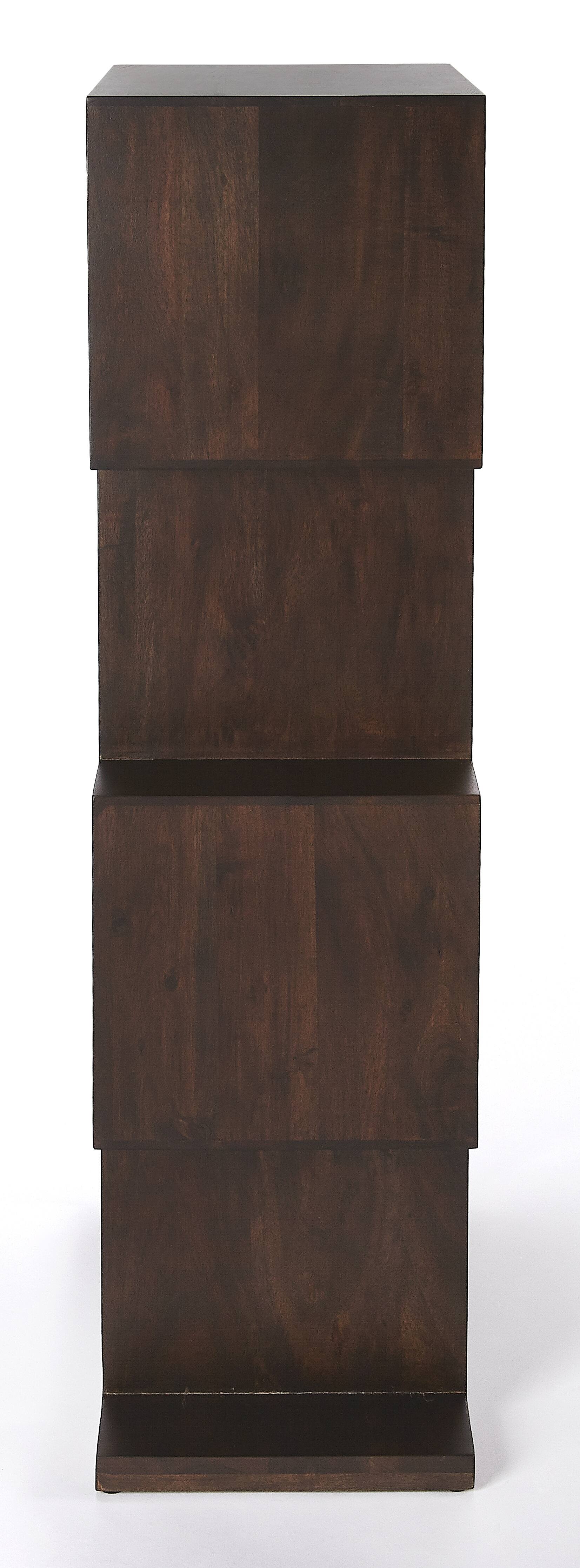 Alt View 3. Butler Specialty - Stockholm 21.5 in. W x 47.5 in. H Abstract Wood 4 Shelf Modern Etagere Bookshelf - Dark Brown.