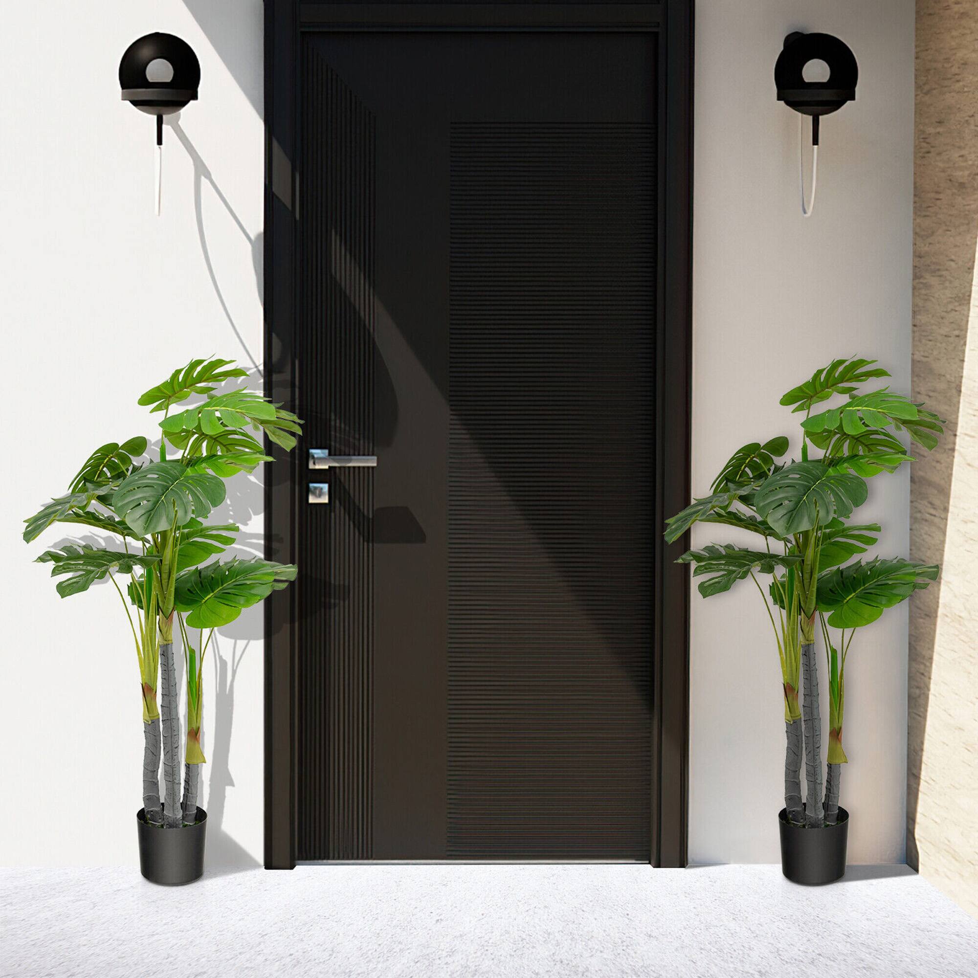 Alt View 4. Gymax - Gymax 4FT Artificial Tree Artificial Monstera Palm Tree Fake Plant for Indoor Outdoor - Green.