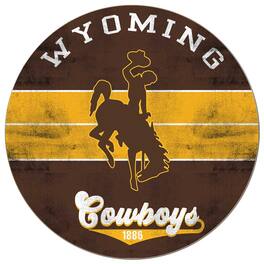Jardine - Wyoming Cowboys 20'' x 20'' Retro Logo Circle Sign - Brown