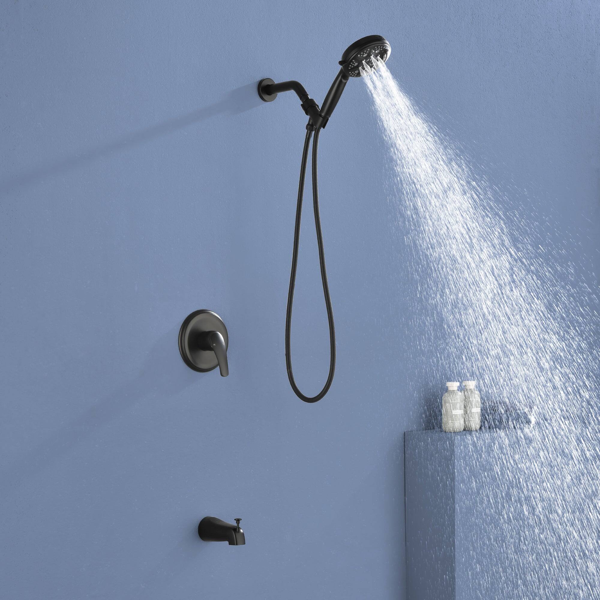 Alt View 3. Boyel Living - Matte Black Shower Set with 9 Function Handheld Shower and cUPC Pressure Balance Valve - Matte Black.