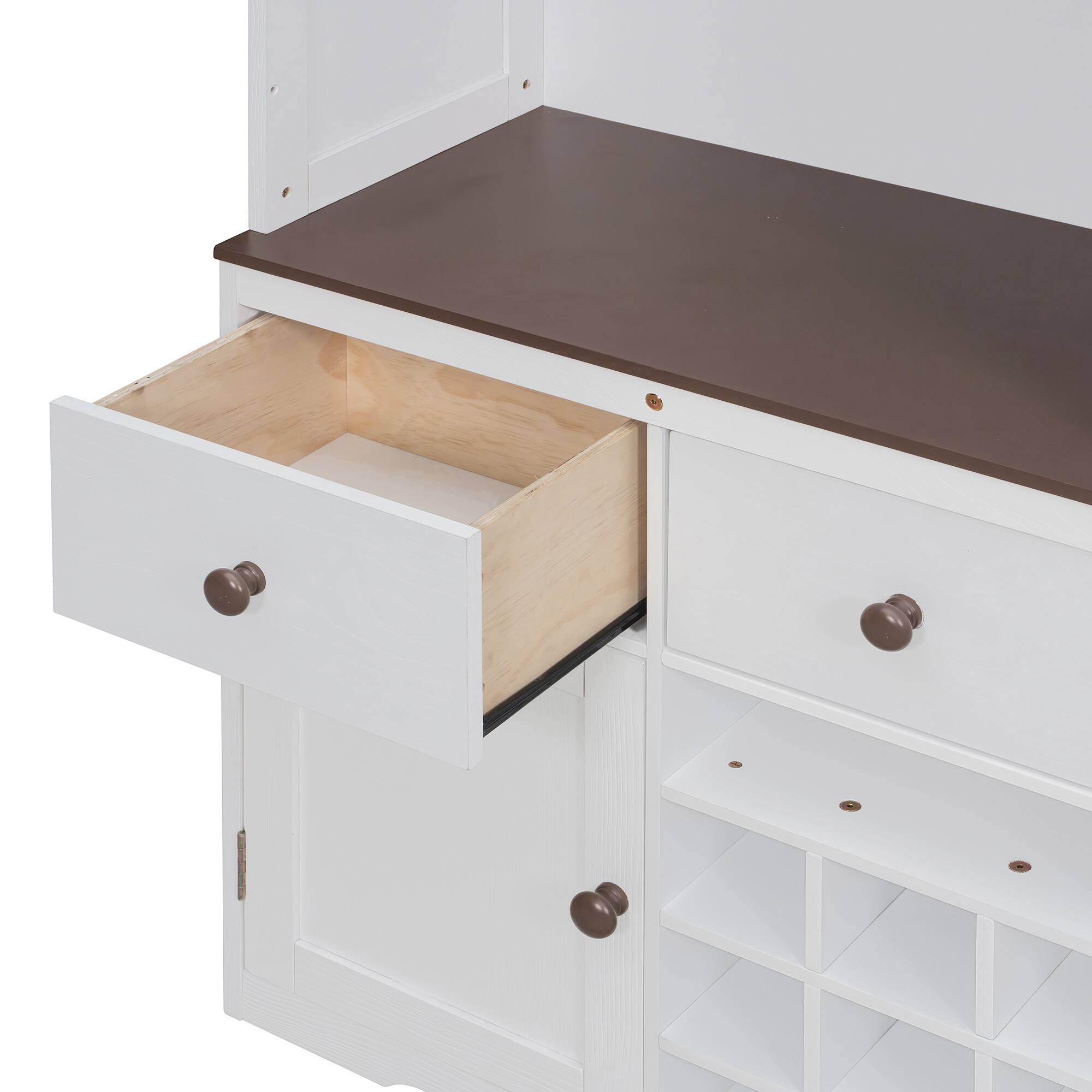 Alt View 5. Anysun - Queen Size Murphy Bed with Storage Cabinet, Wine Rack, Glass Holder, Drawers and Multi-Color LED Strip - White.