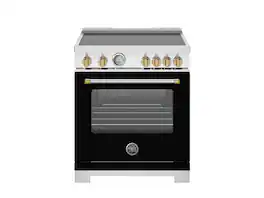 Bertazzoni - 30" Master Series Induction Range - Nero Matt/Gold - Black