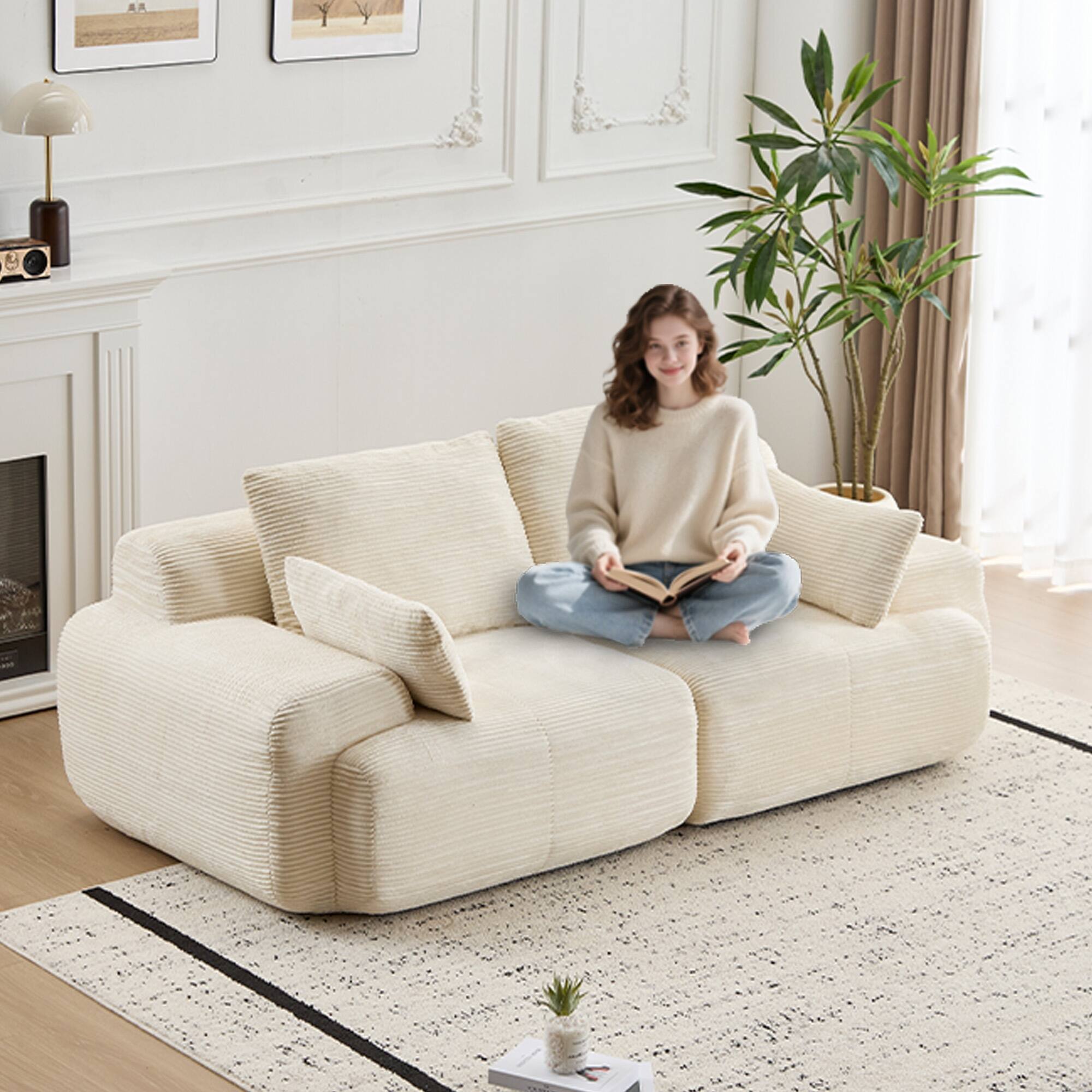 Boyel Living Compressed Memory Foam Loveseat Sofa Bed Beige - Best Buy