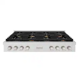 ZLINE - 48 in. Paramount Gas Rangetop with 8 Brass Burners (SRTS-BR-48) - Stainless Steel