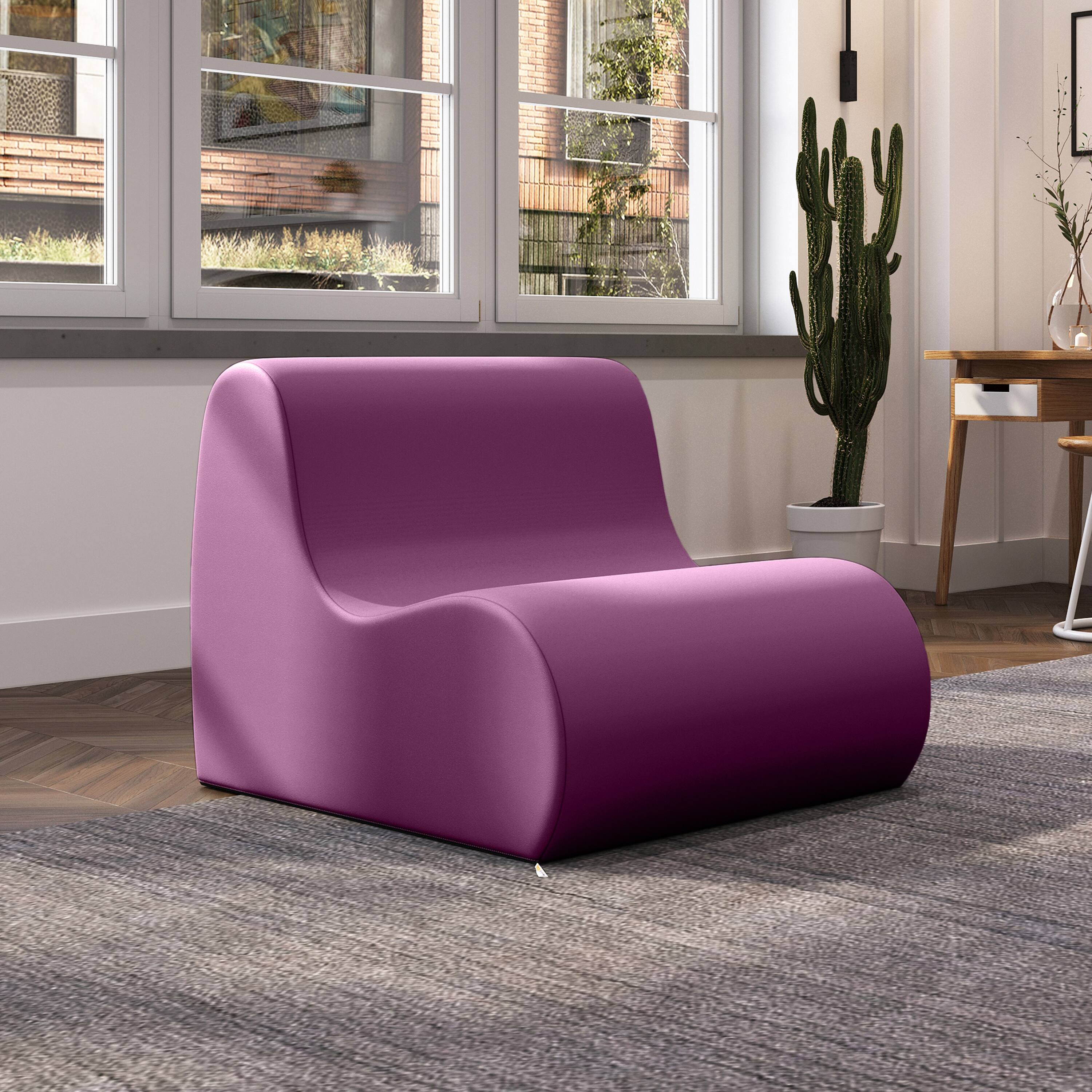Alt View 1. Jaxx - Jaxx Midtown Large Classroom Soft Foam Chair - Premium Vinyl Cover, Purple - Purple.