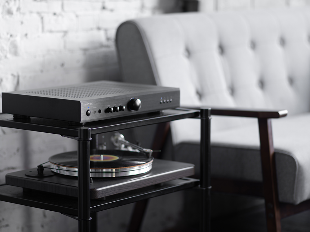 Alt View 3. Rotel - A8 30W 2-Ch Integrated Stereo Amplifier - Black.