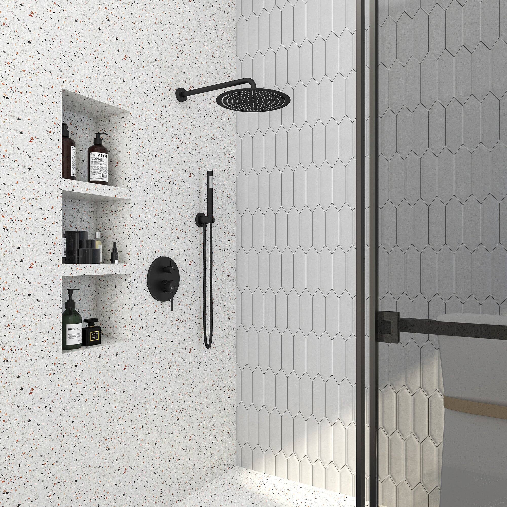 Alt View 3. Boyel Living - 1-Spray Patterns 10 in. Dual Shower Head and Handheld Shower Head in Matte Black - Matte Black.