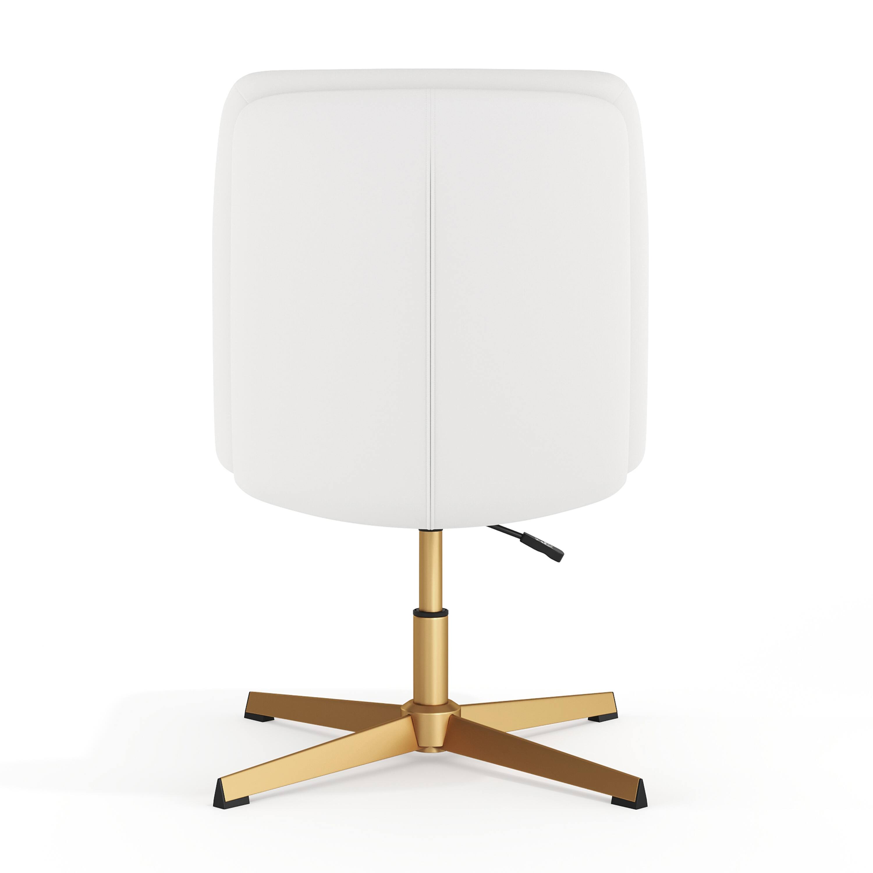 Back. Flash Furniture - Chloe Commercial Mid-Back White Padded LeatherSoft Armless Stationary Task Office Chair with Adjustable Height, Swivel F - White.