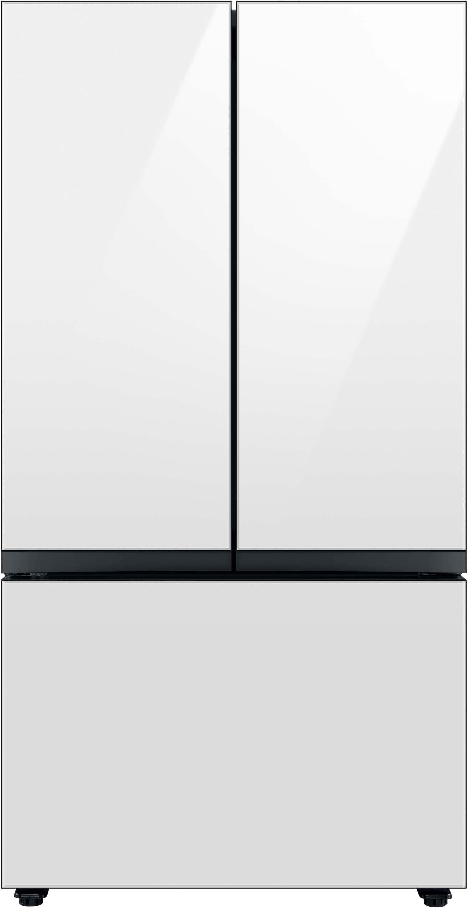 Front. Samsung - Open Box BESPOKE 30 cu. ft. French Door Smart Refrigerator with AutoFill Water Pitcher - White Glass.