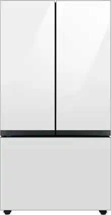 Front. Samsung - Open Box BESPOKE 30 cu. ft. French Door Smart Refrigerator with AutoFill Water Pitcher - White Glass.