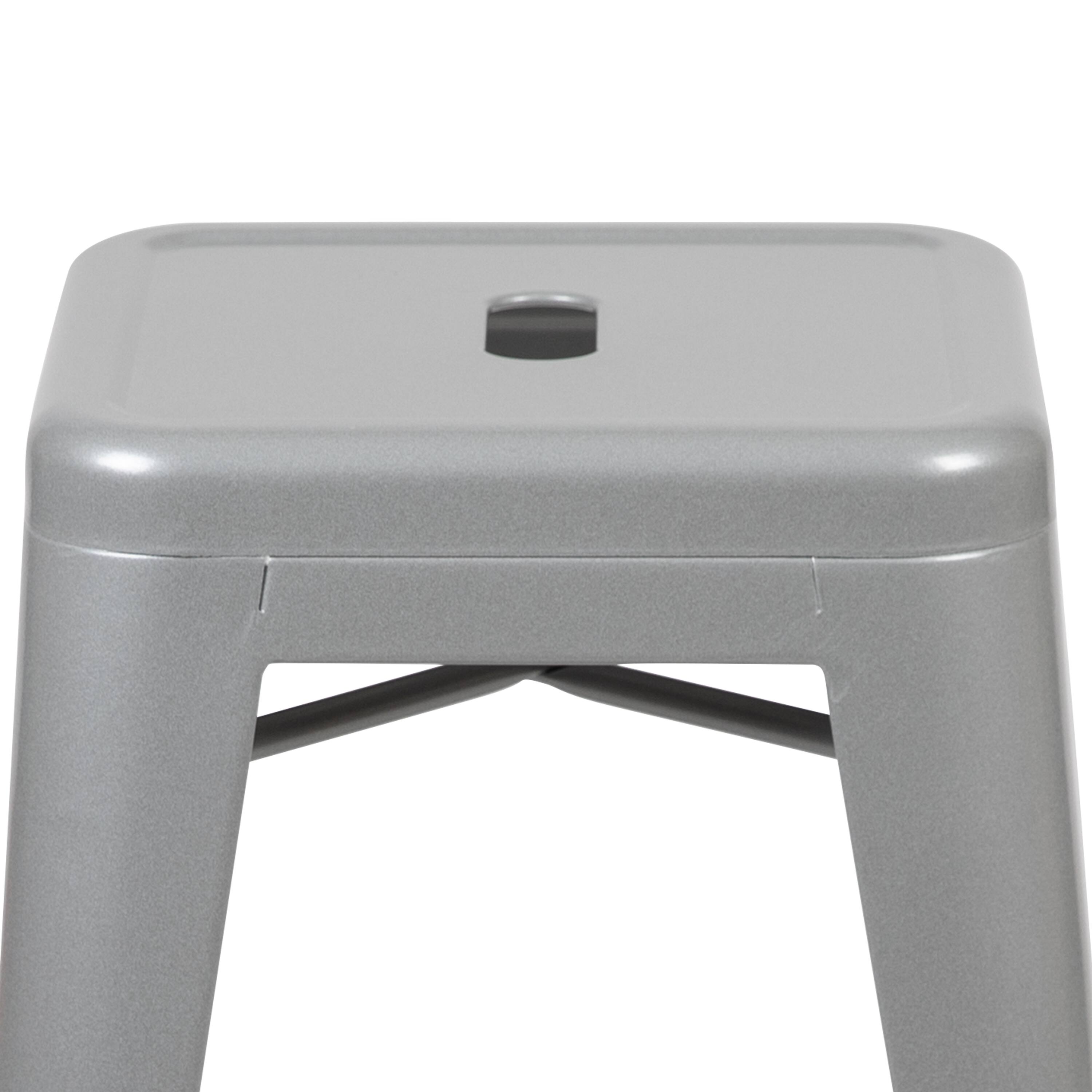 Alt View 3. Emma + Oliver - 4 Pack 24" High Metal Indoor Counter Bar Stool - Stackable Stool - Silver.